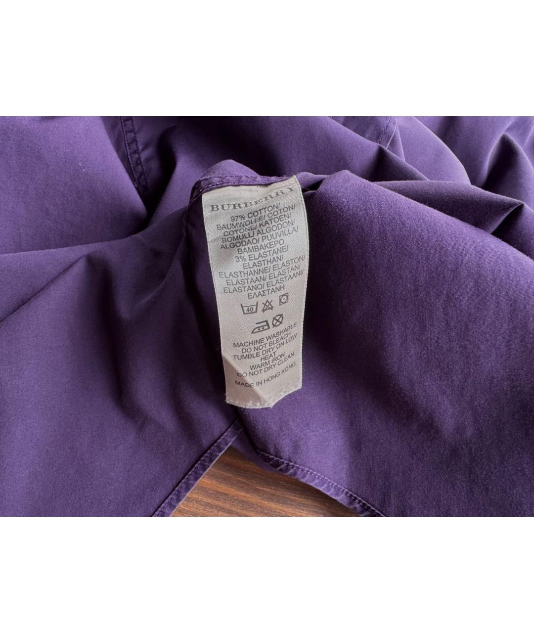 BURBERRY Фиолетовая хлопковая классическая рубашка, фото 5
