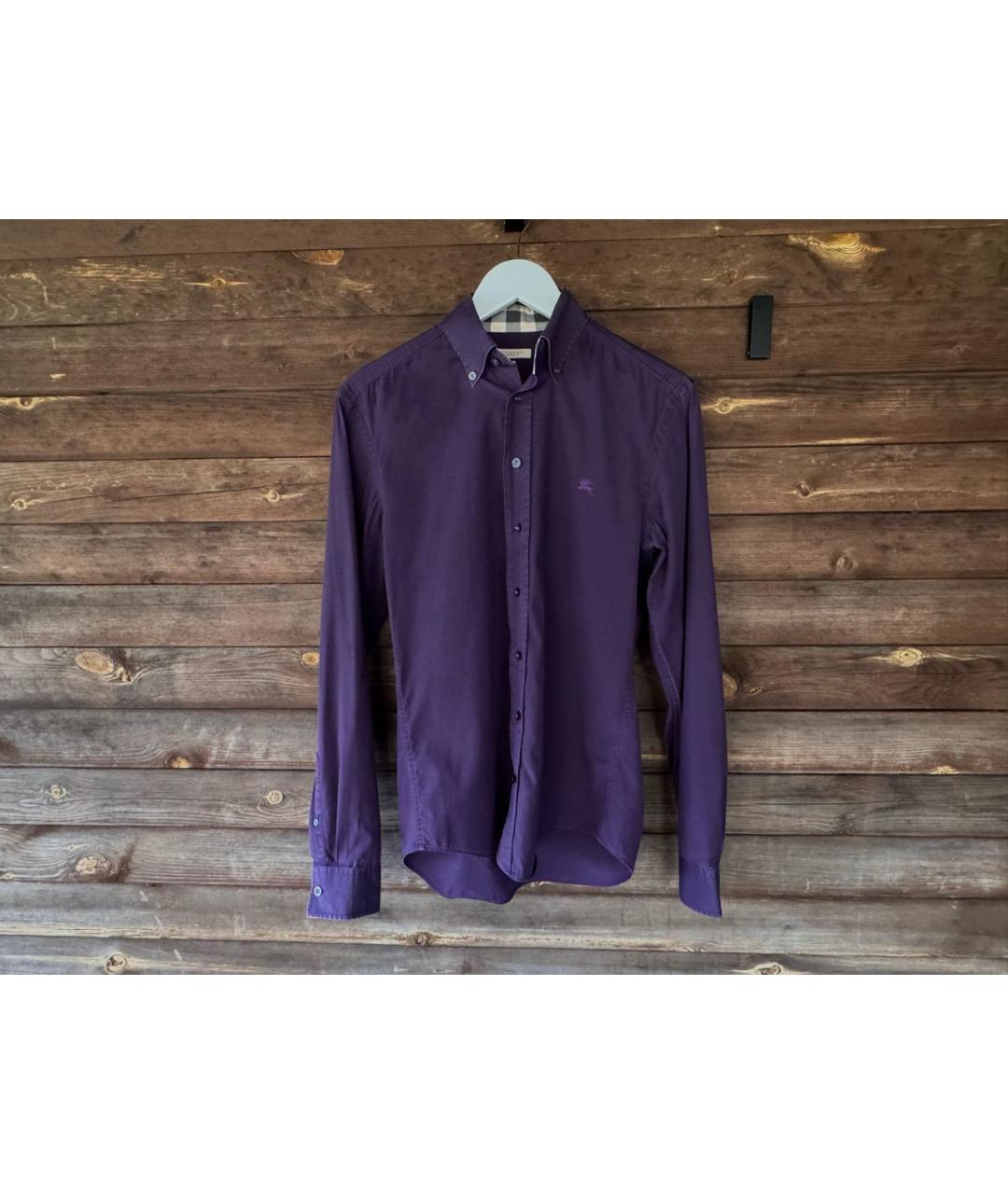BURBERRY Фиолетовая хлопковая классическая рубашка, фото 9
