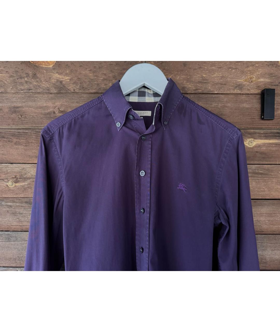 BURBERRY Фиолетовая хлопковая классическая рубашка, фото 3