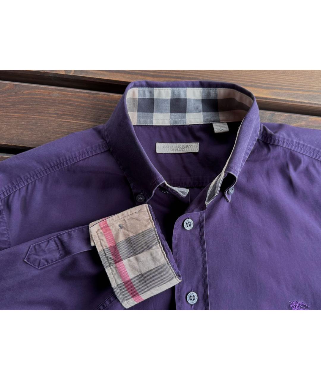 BURBERRY Фиолетовая хлопковая классическая рубашка, фото 7