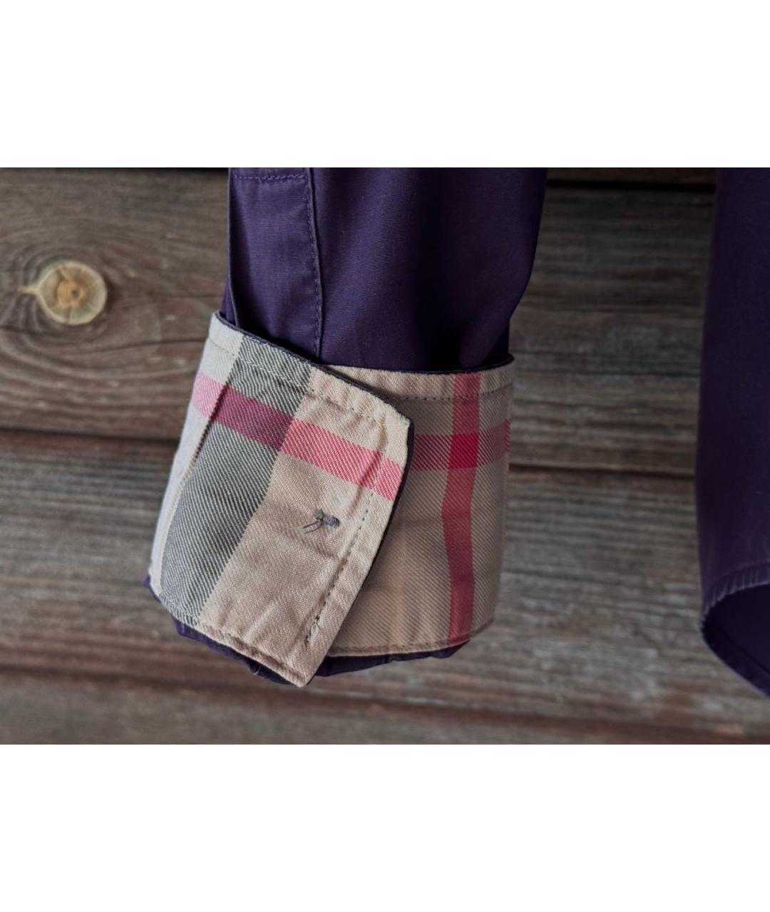 BURBERRY Фиолетовая хлопковая классическая рубашка, фото 4