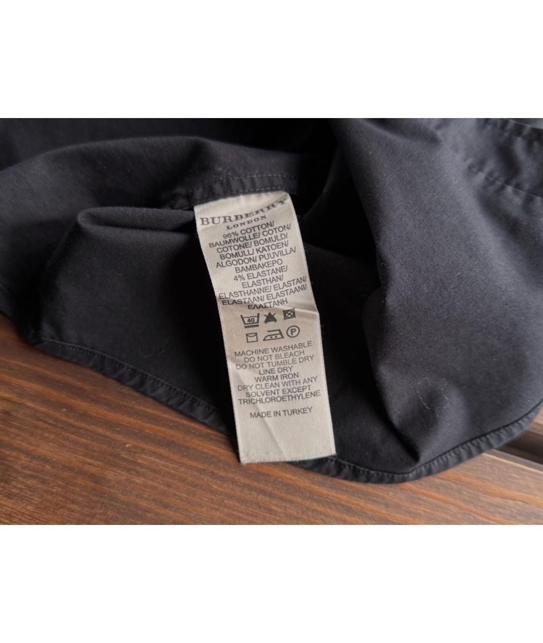 BURBERRY Черная хлопковая классическая рубашка, фото 5