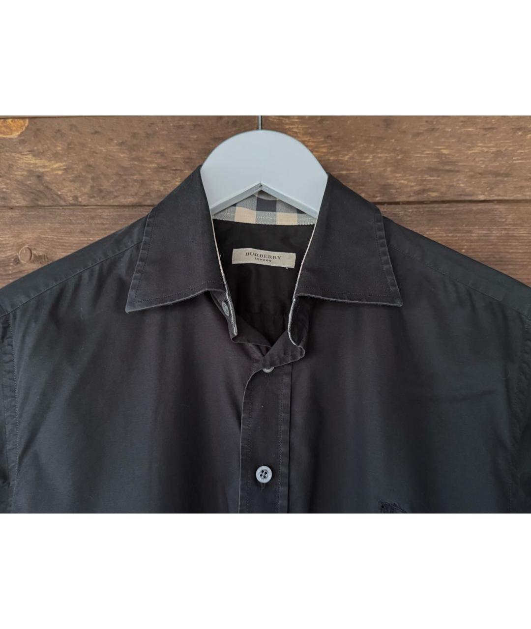 BURBERRY Черная хлопковая классическая рубашка, фото 3