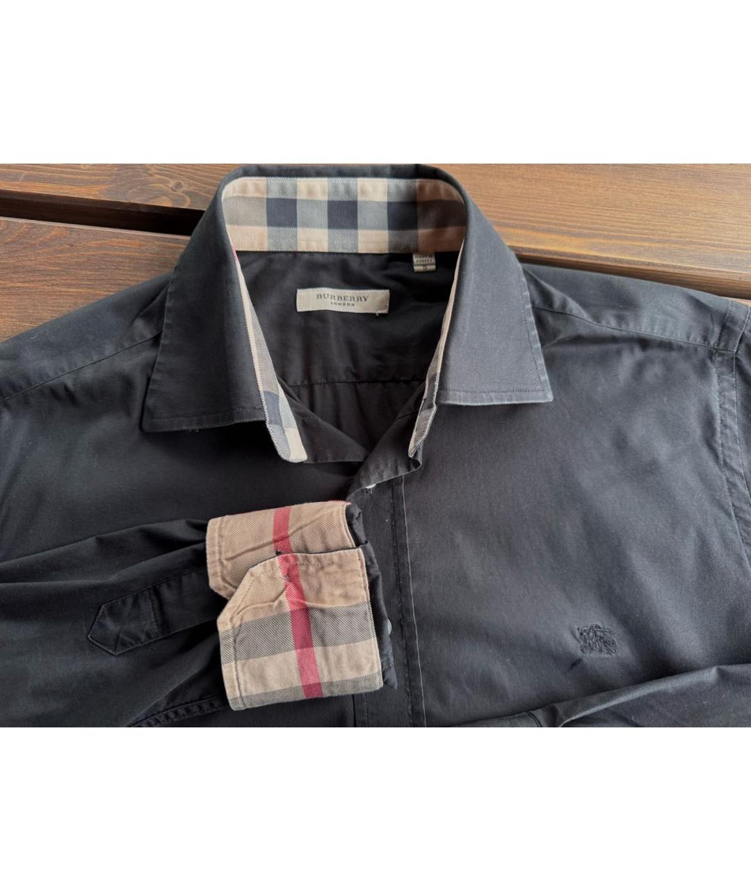 BURBERRY Черная хлопковая классическая рубашка, фото 4
