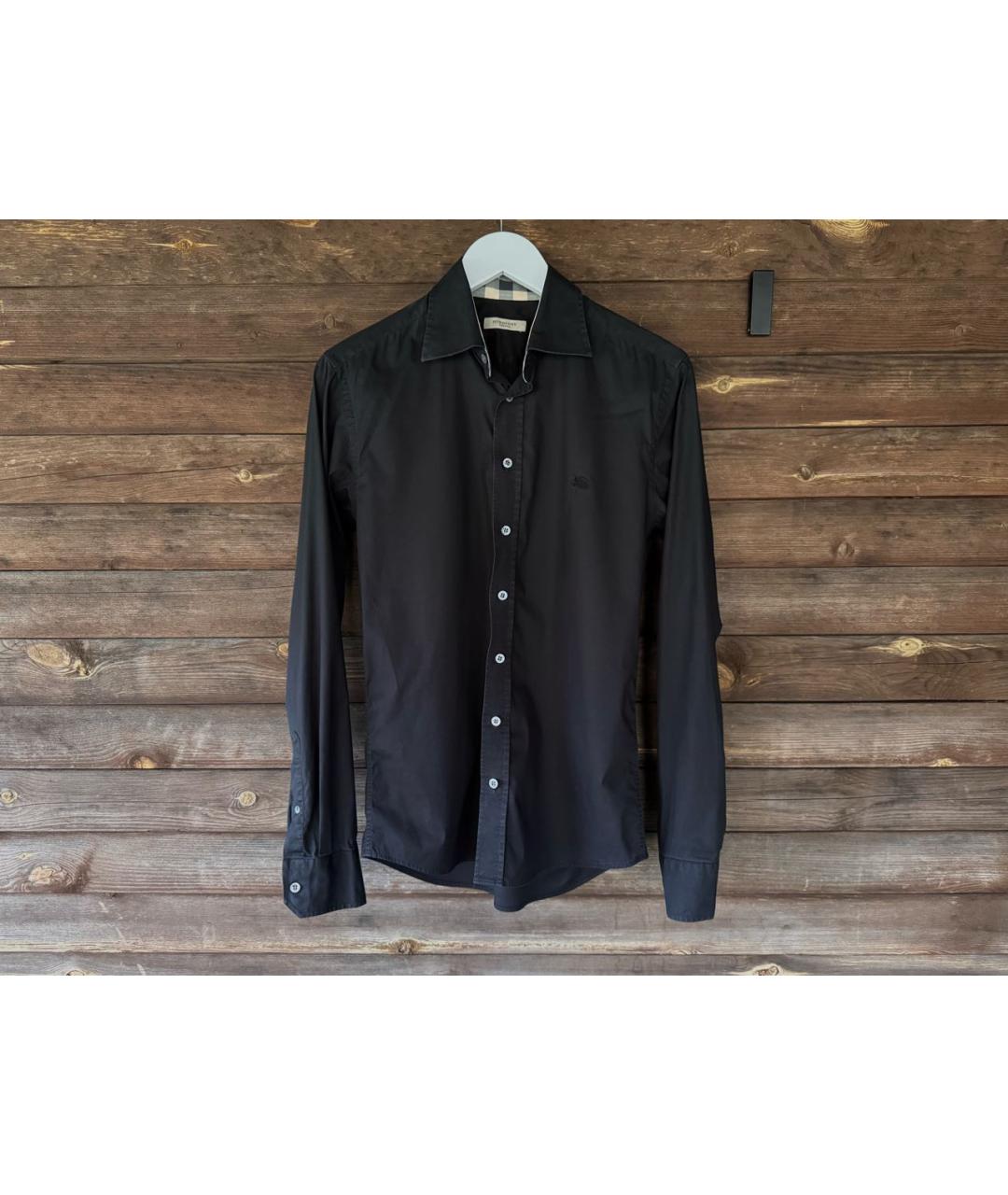 BURBERRY Черная хлопковая классическая рубашка, фото 8