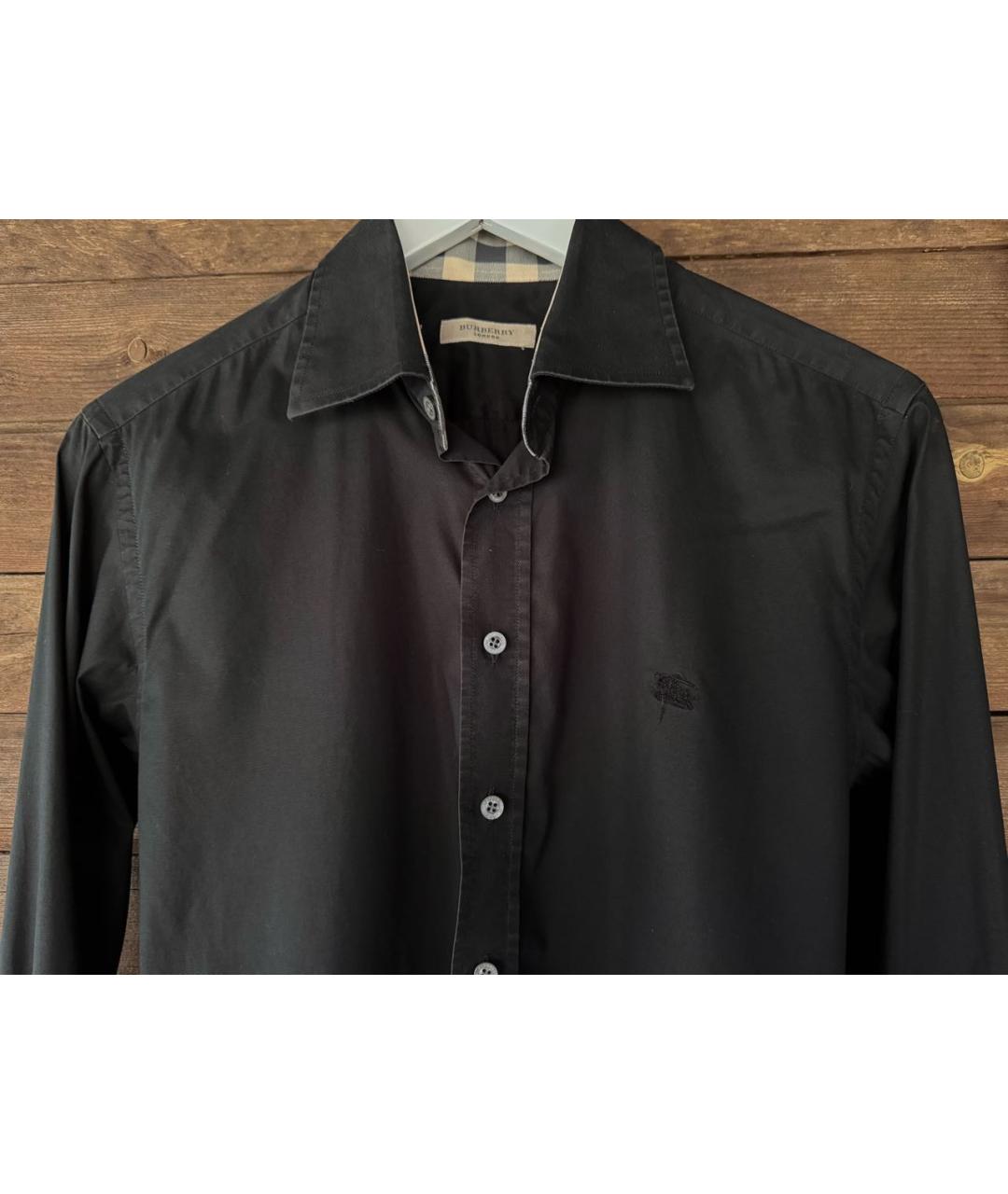 BURBERRY Черная хлопковая классическая рубашка, фото 7