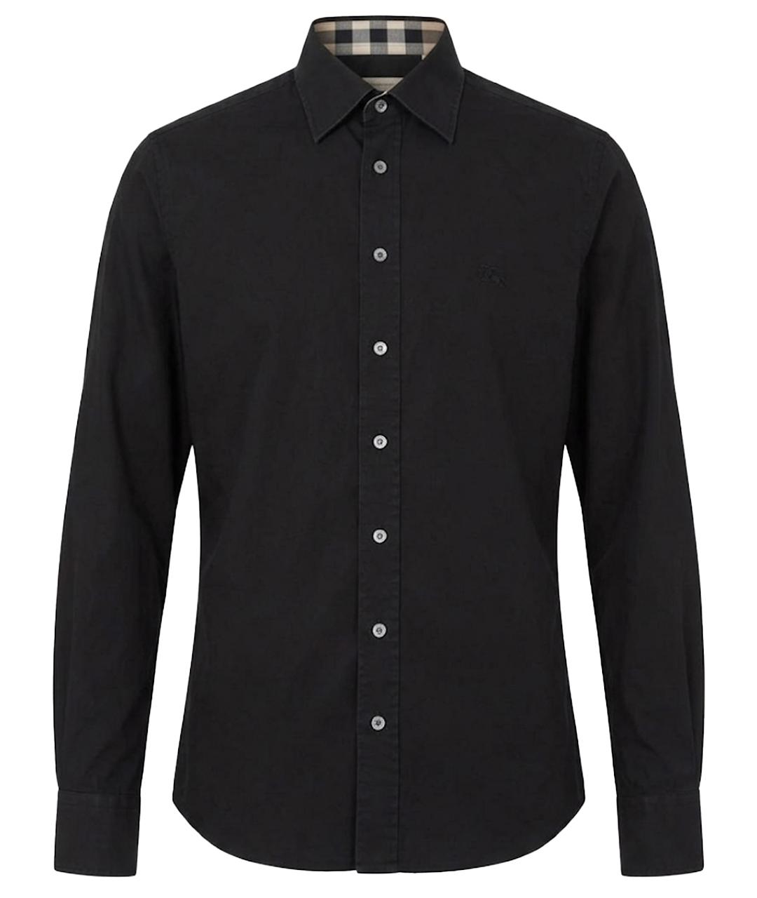 BURBERRY Черная хлопковая классическая рубашка, фото 1