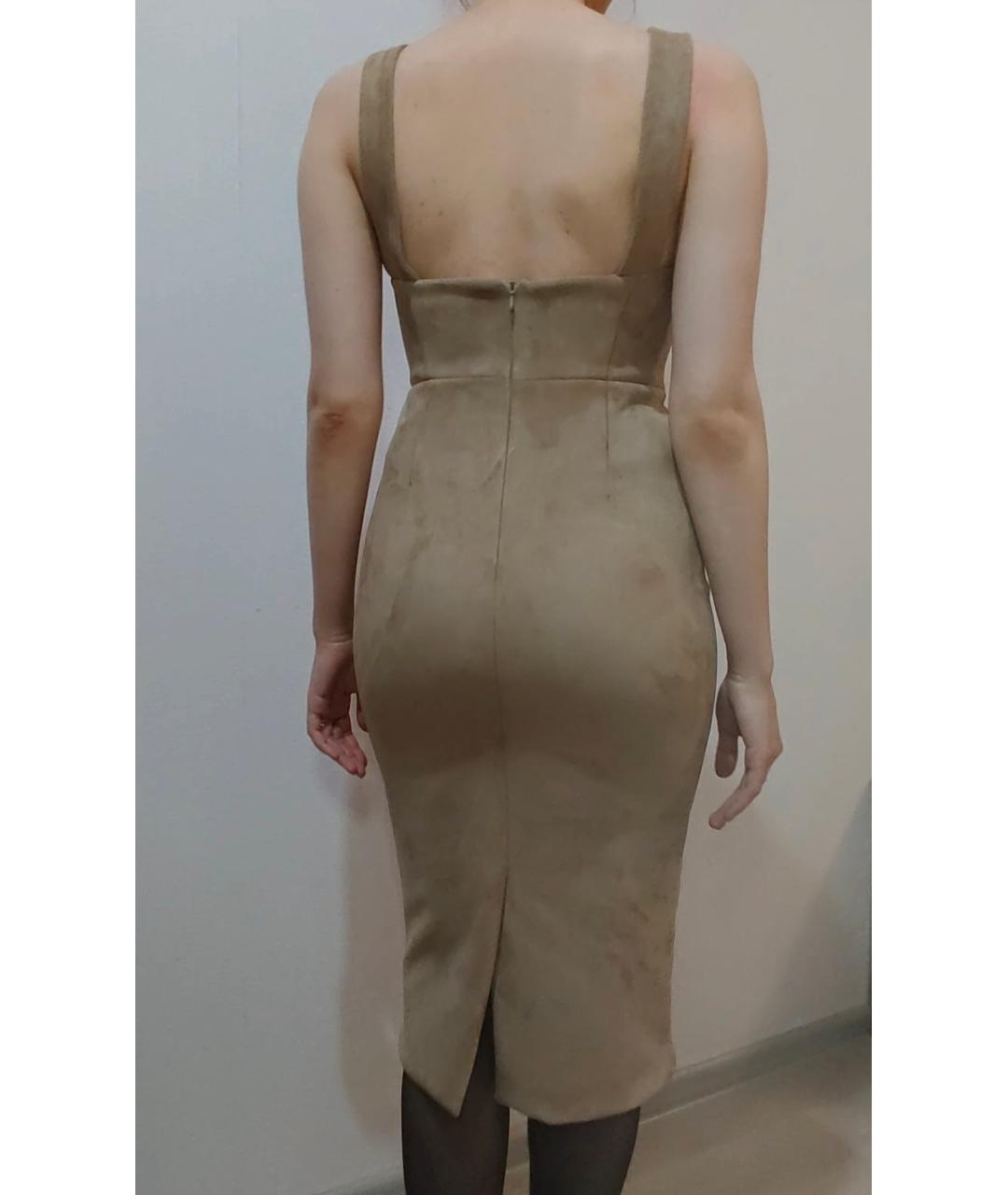 BALMAIN Коричневое замшевое коктейльное платье, фото 2