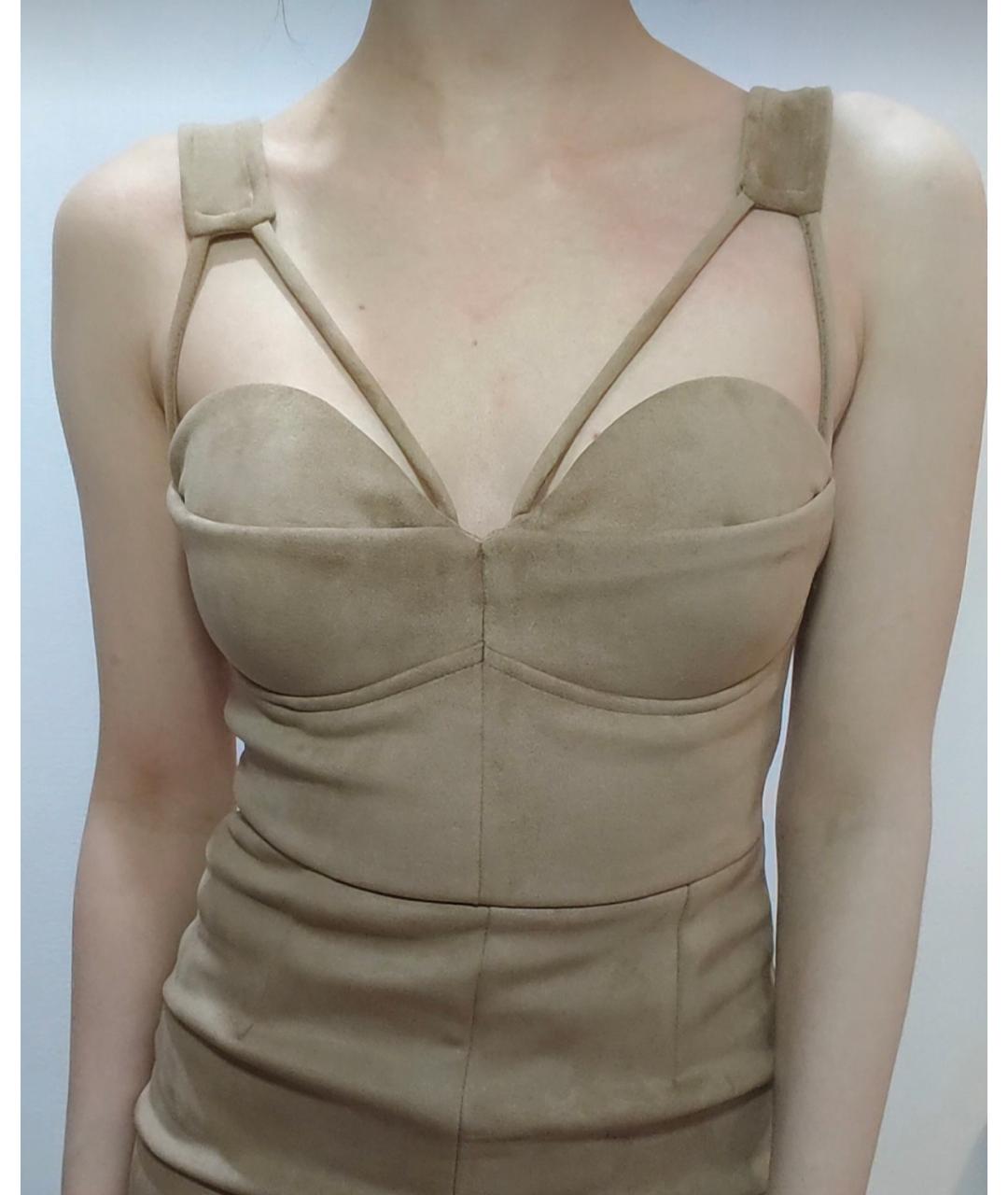 BALMAIN Коричневое замшевое коктейльное платье, фото 3