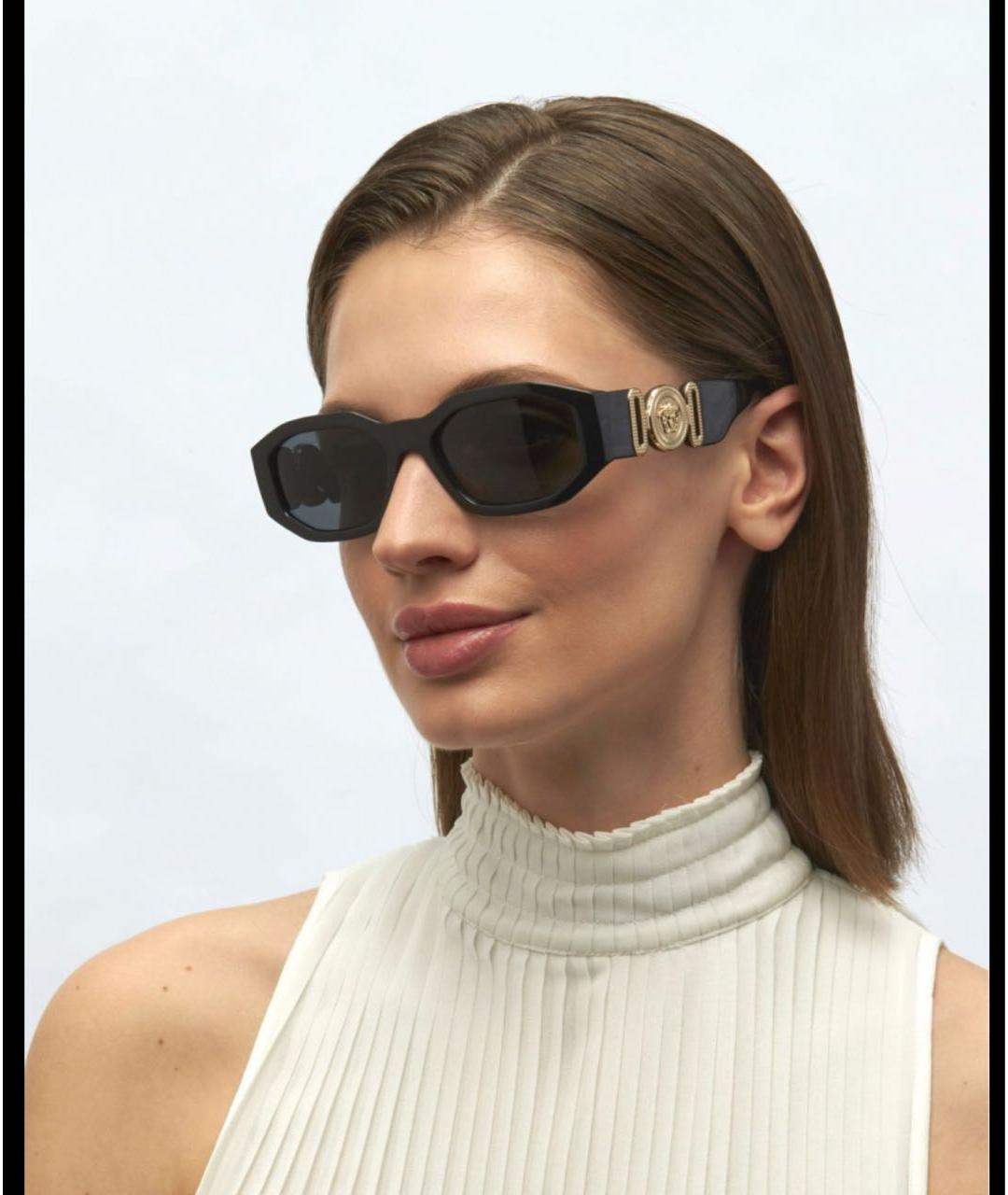 VERSACE Черные пластиковые солнцезащитные очки, фото 7