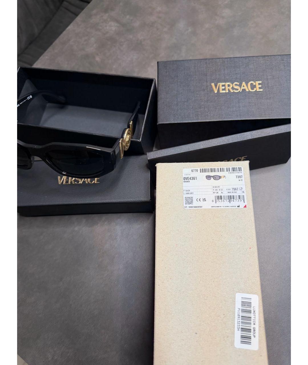 VERSACE Черные пластиковые солнцезащитные очки, фото 4