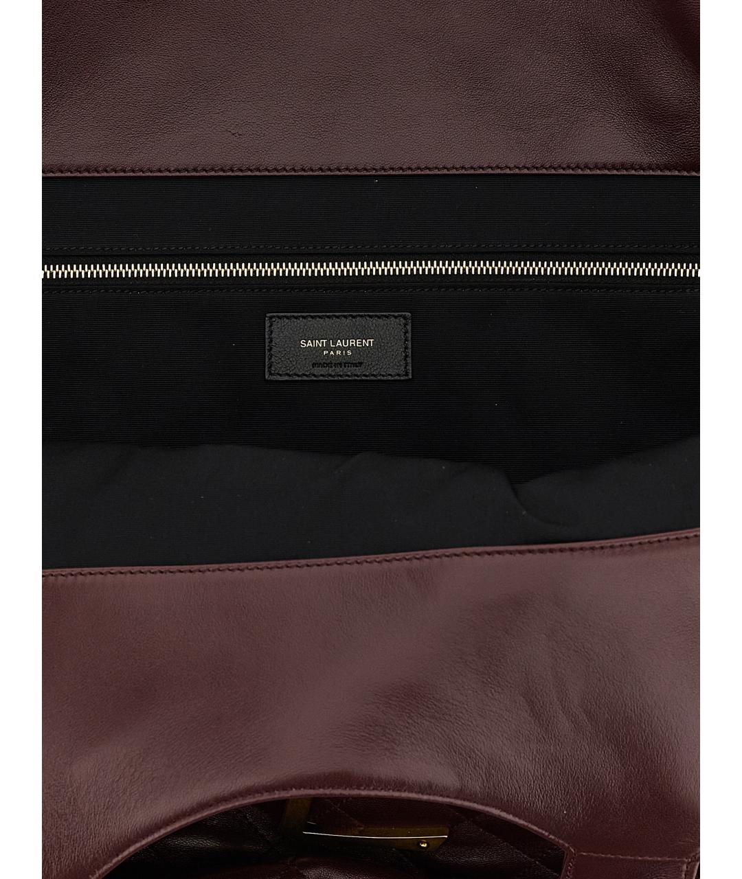 SAINT LAURENT Бордовая кожаная сумка тоут, фото 4