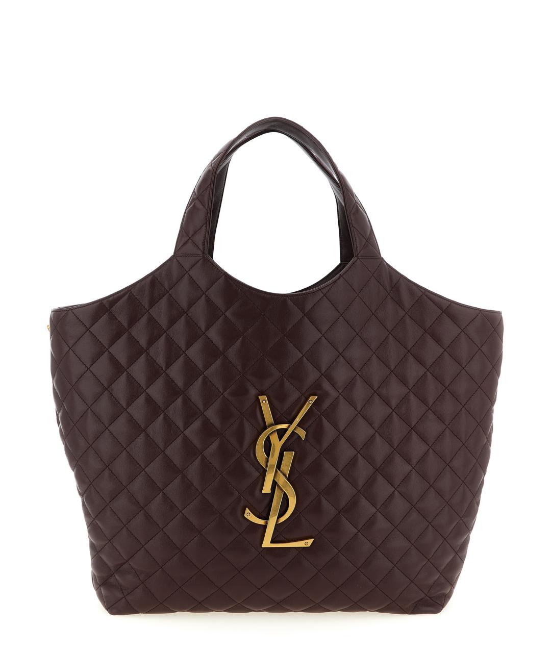 SAINT LAURENT Бордовая кожаная сумка тоут, фото 1