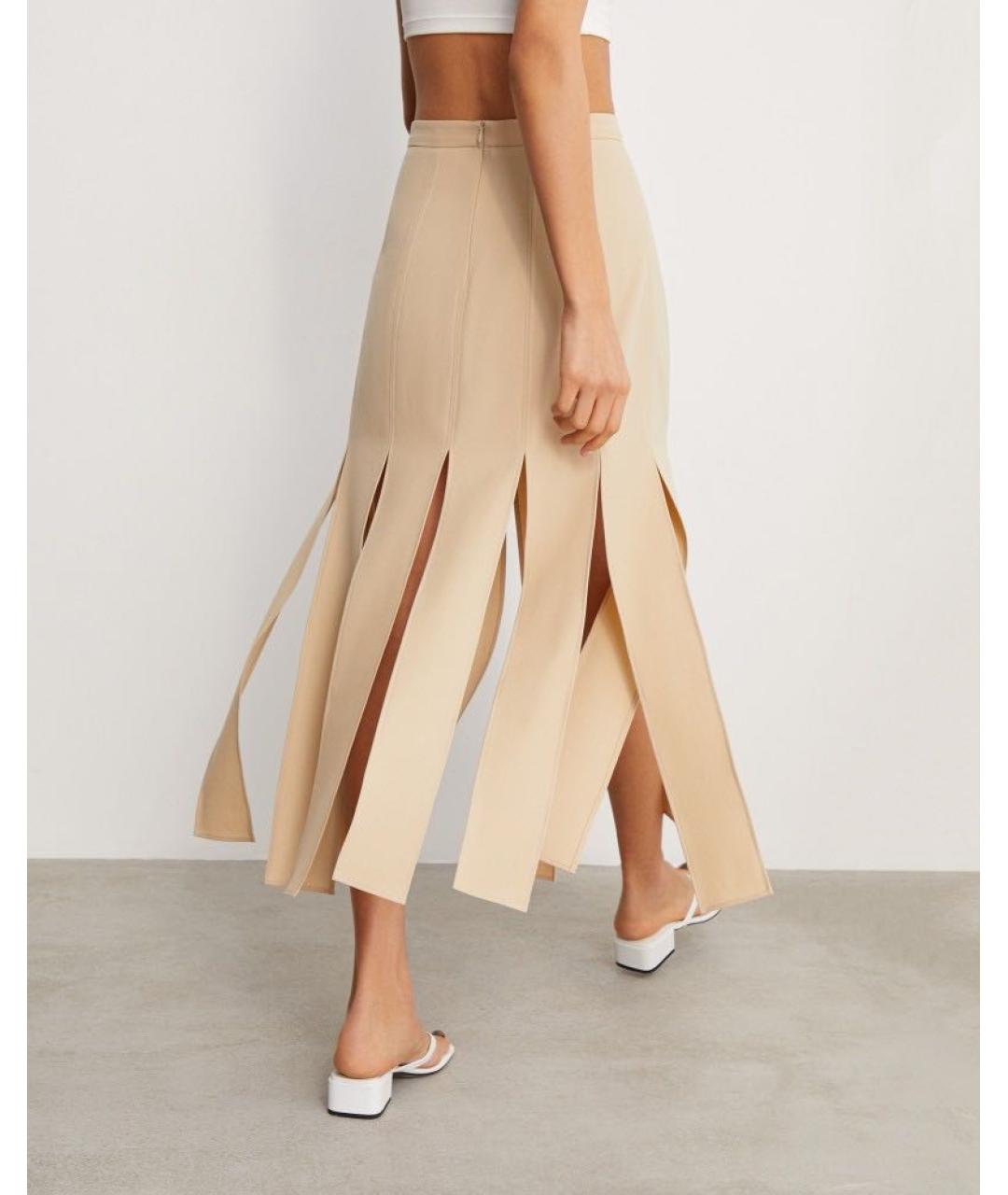 12 STOREEZ Бежевая полиэстеровая юбка миди, фото 5