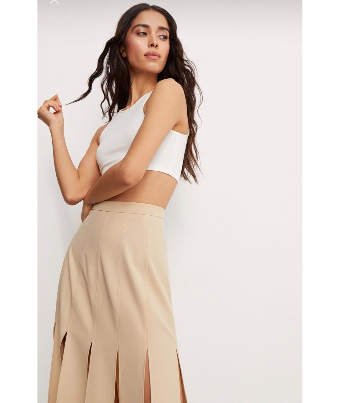 12 STOREEZ Бежевая полиэстеровая юбка миди, фото 7
