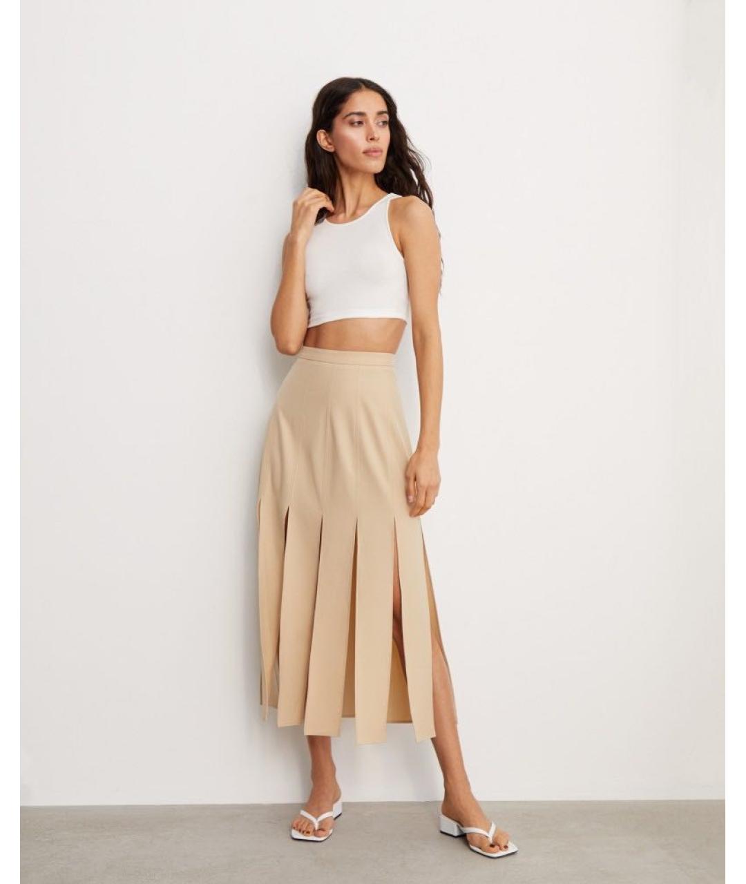 12 STOREEZ Бежевая полиэстеровая юбка миди, фото 4