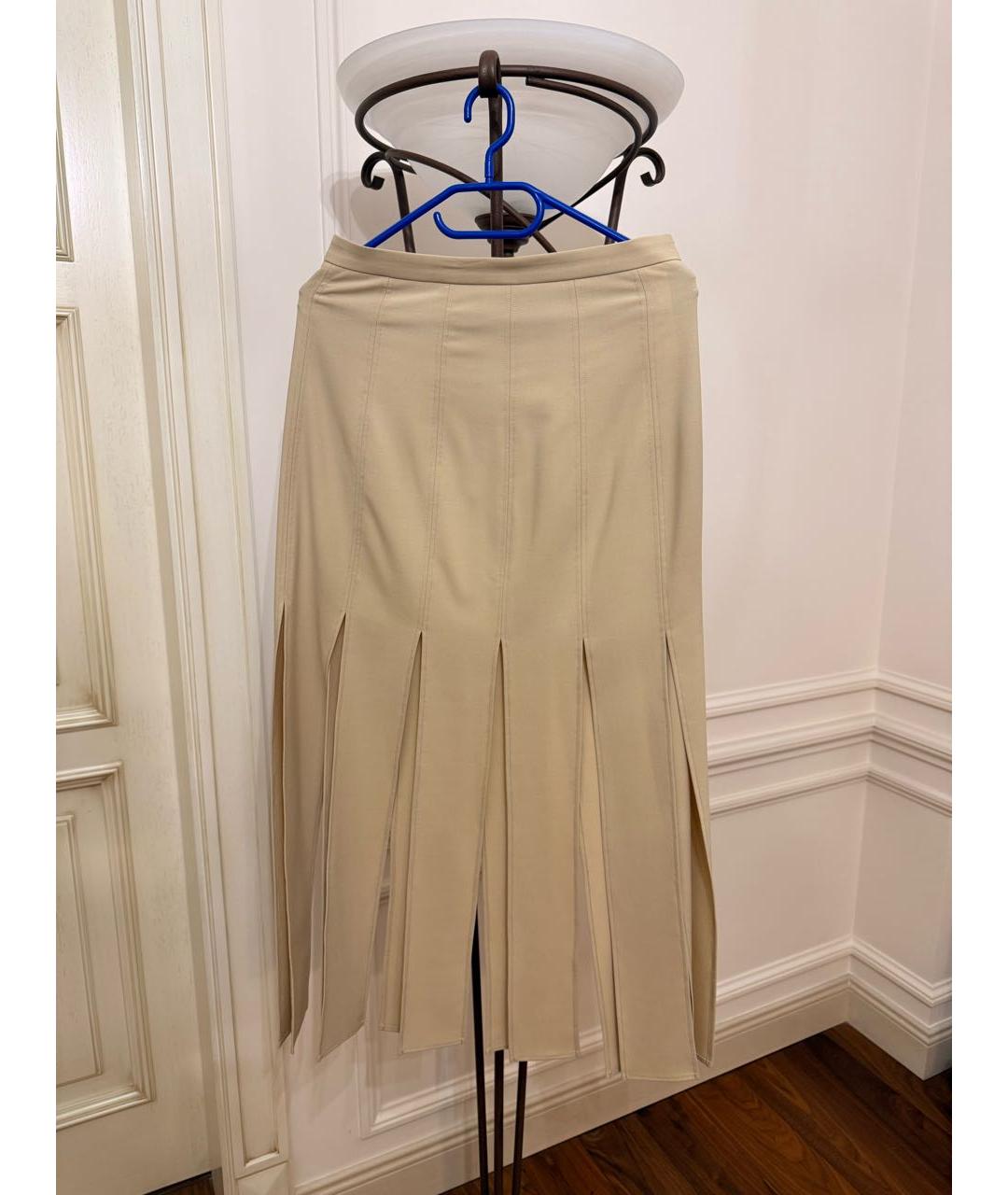 12 STOREEZ Бежевая полиэстеровая юбка миди, фото 2
