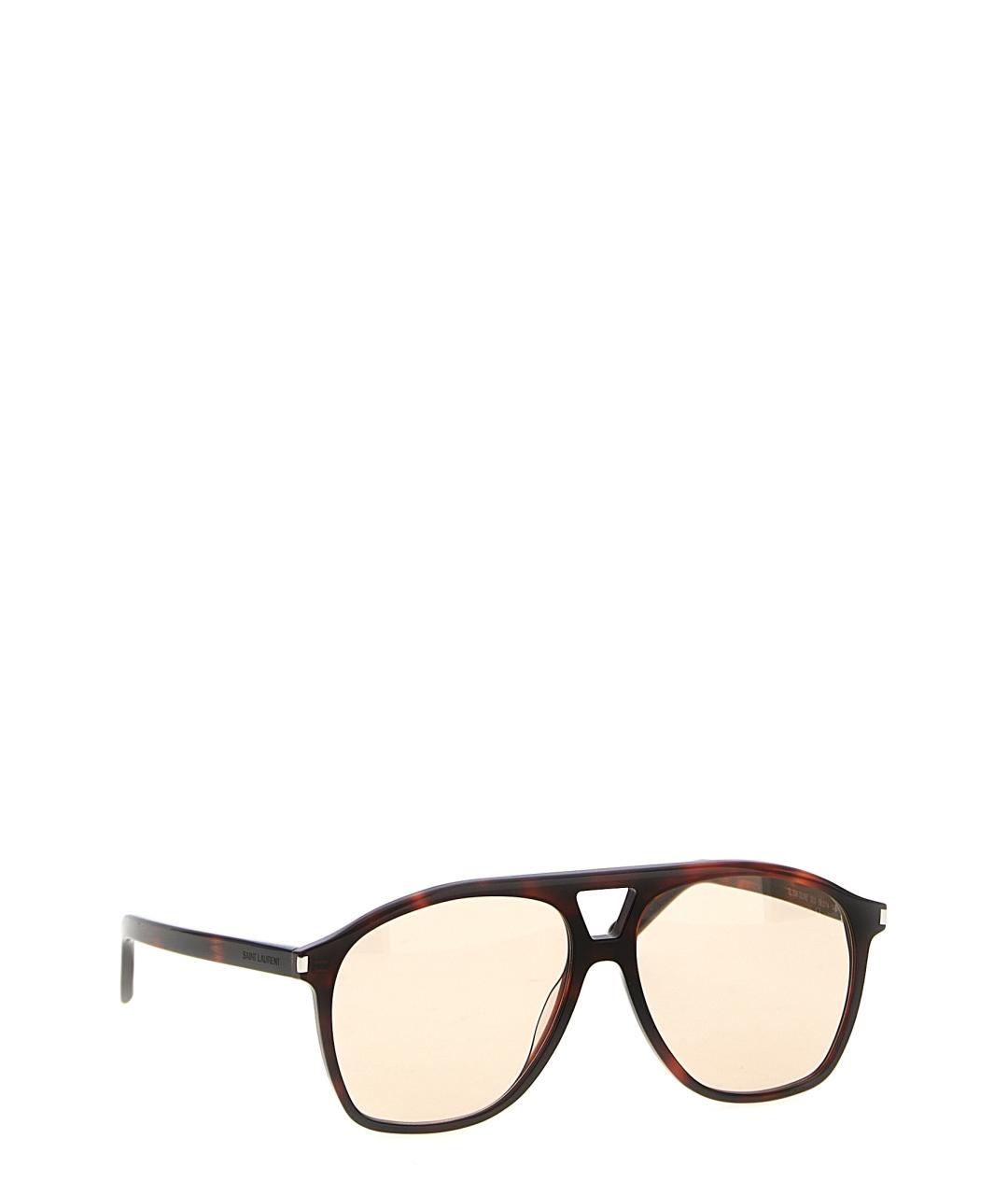 SAINT LAURENT Коричневые пластиковые солнцезащитные очки, фото 3