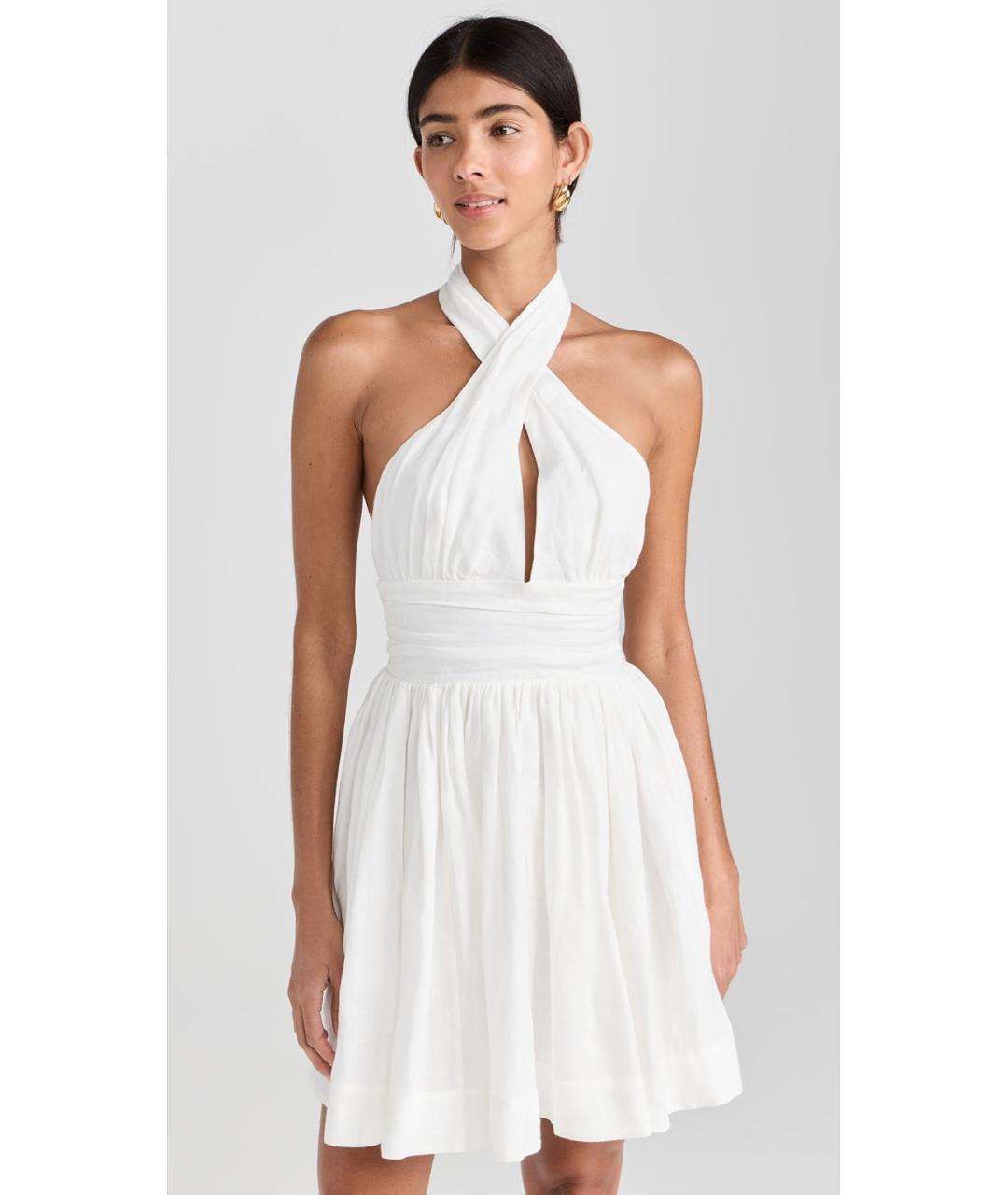 ZIMMERMANN Белое льняное коктейльное платье, фото 5