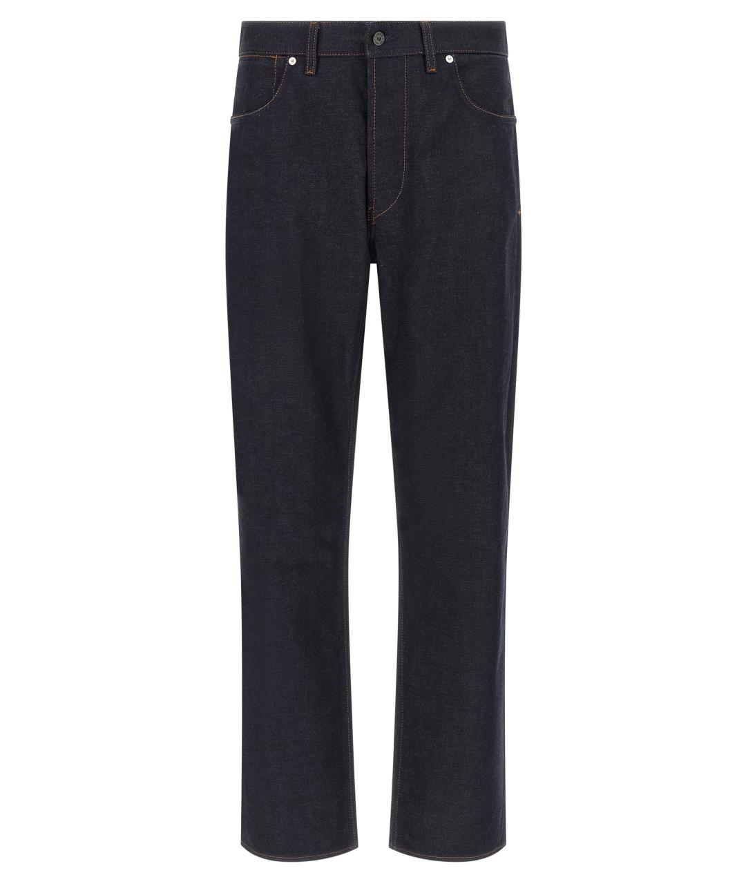 STONE ISLAND Темно-синие хлопковые прямые джинсы, фото 1