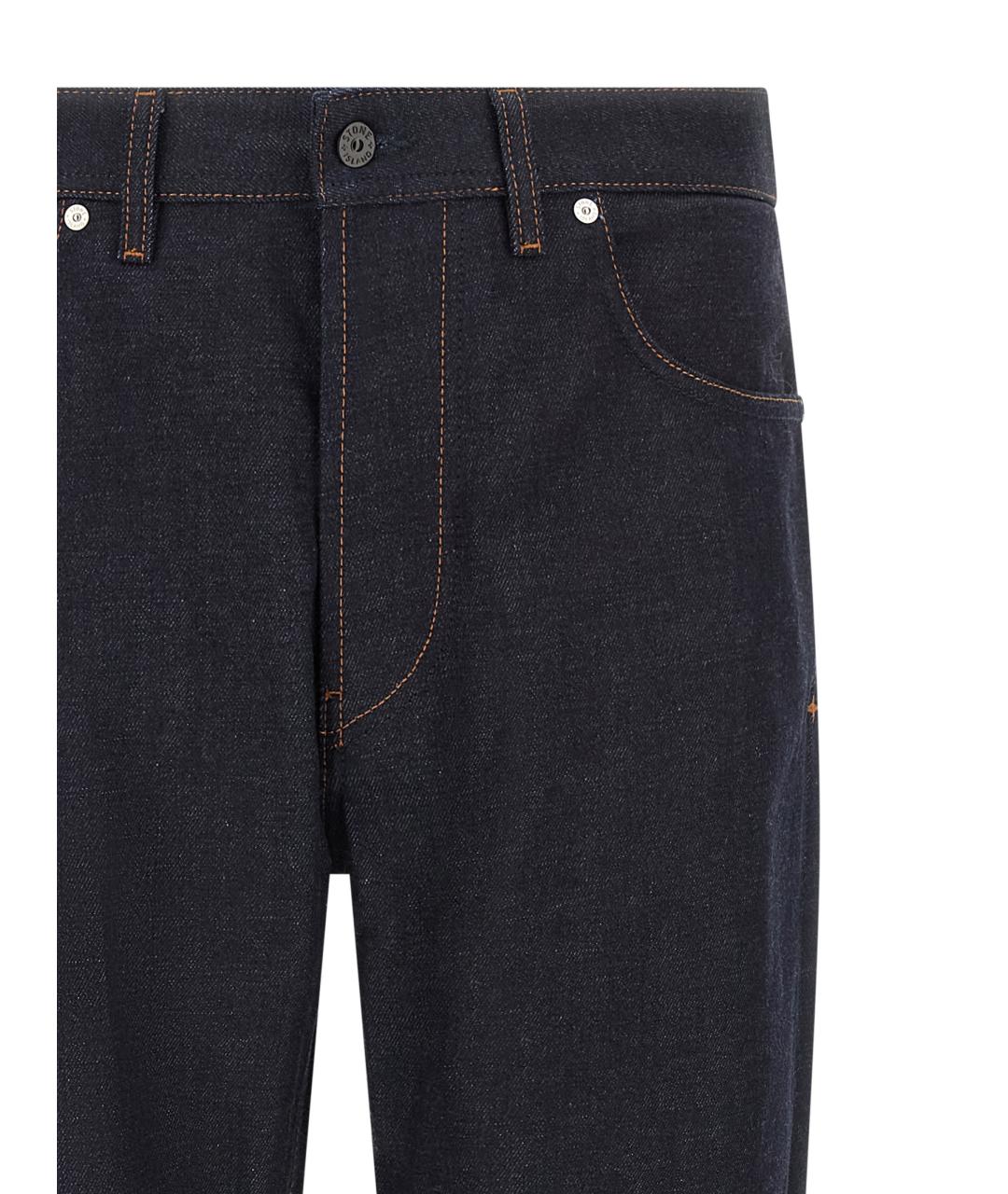 STONE ISLAND Темно-синие хлопковые прямые джинсы, фото 3