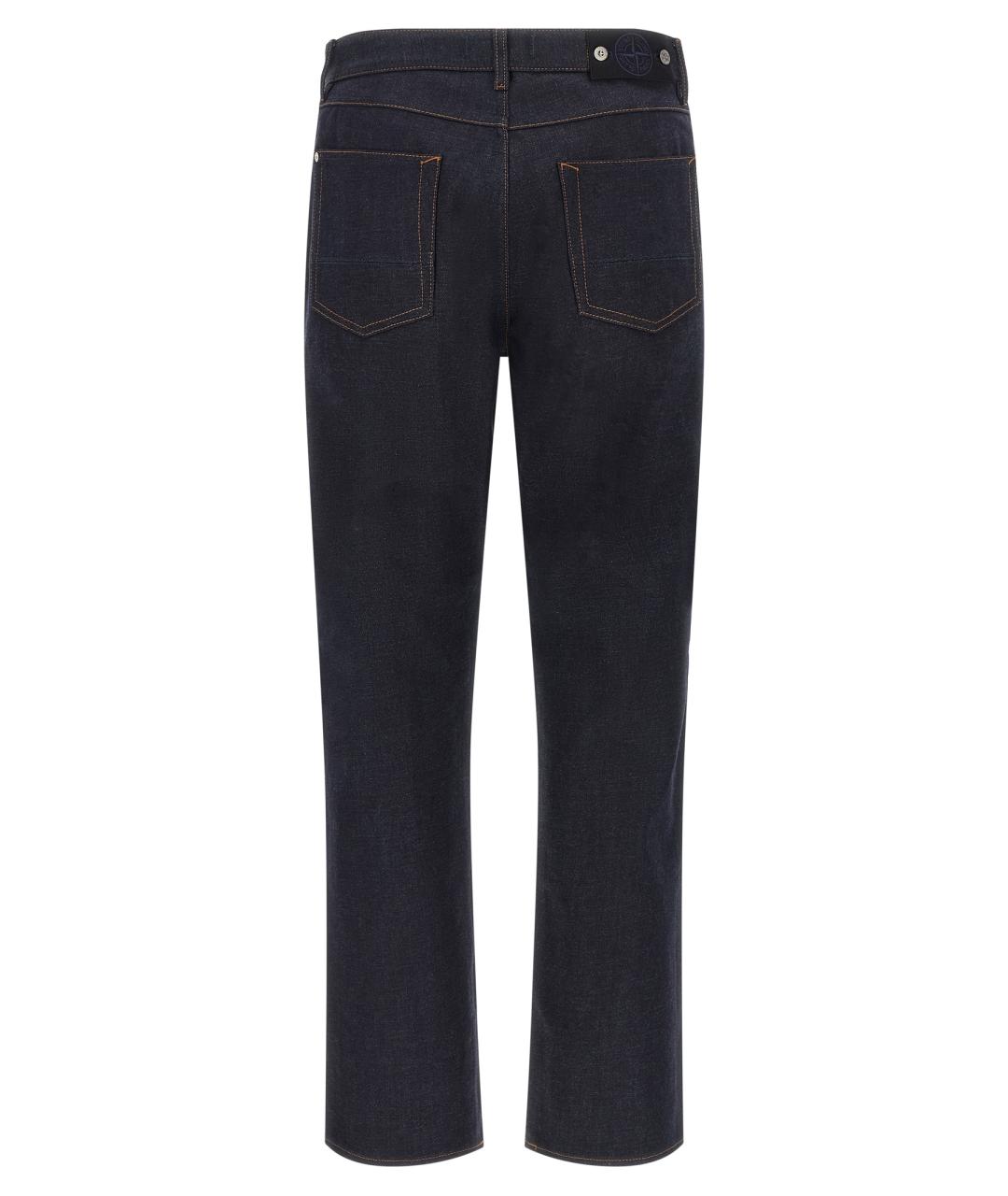 STONE ISLAND Темно-синие хлопковые прямые джинсы, фото 2