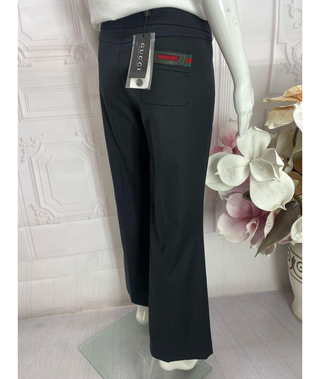 GUCCI Черные хлопко-эластановые прямые брюки, фото 7