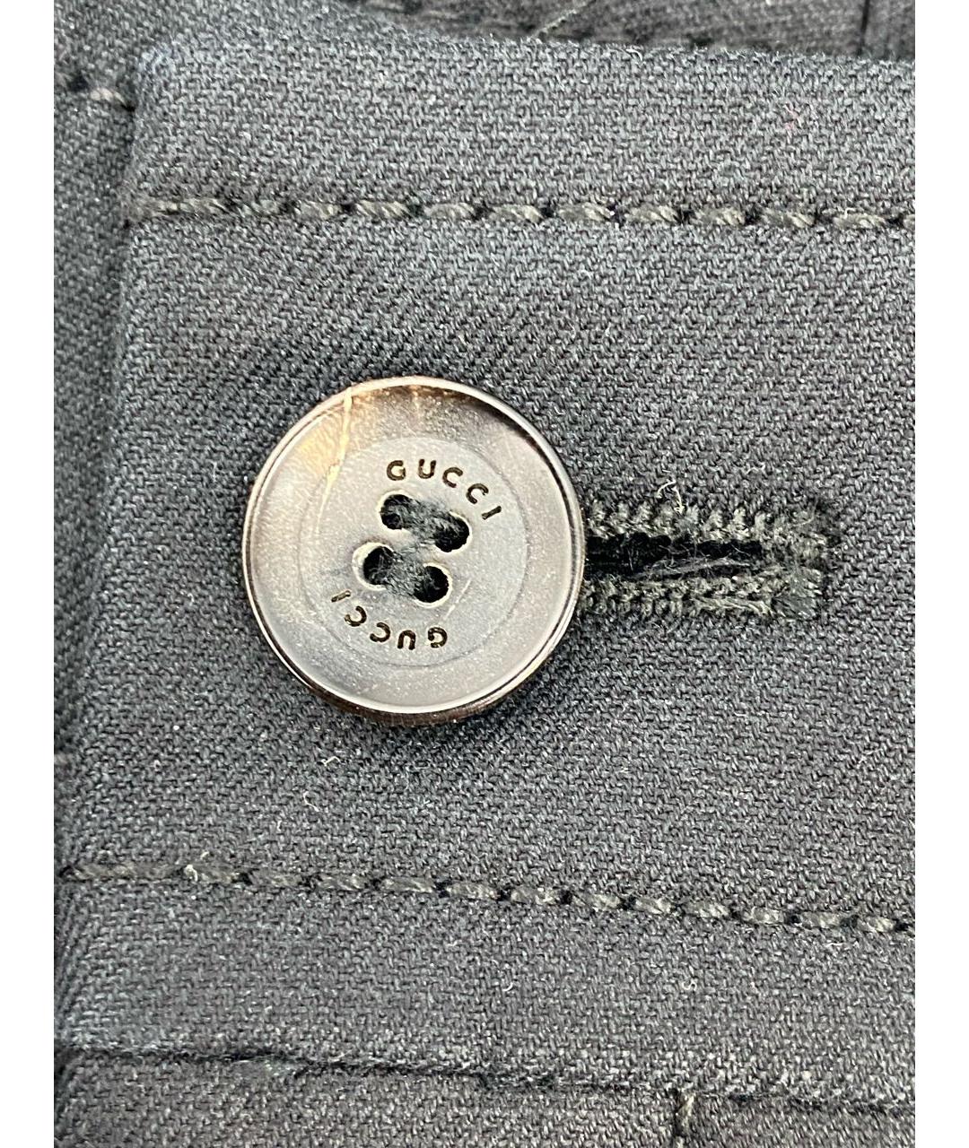 GUCCI Черные хлопко-эластановые прямые брюки, фото 8