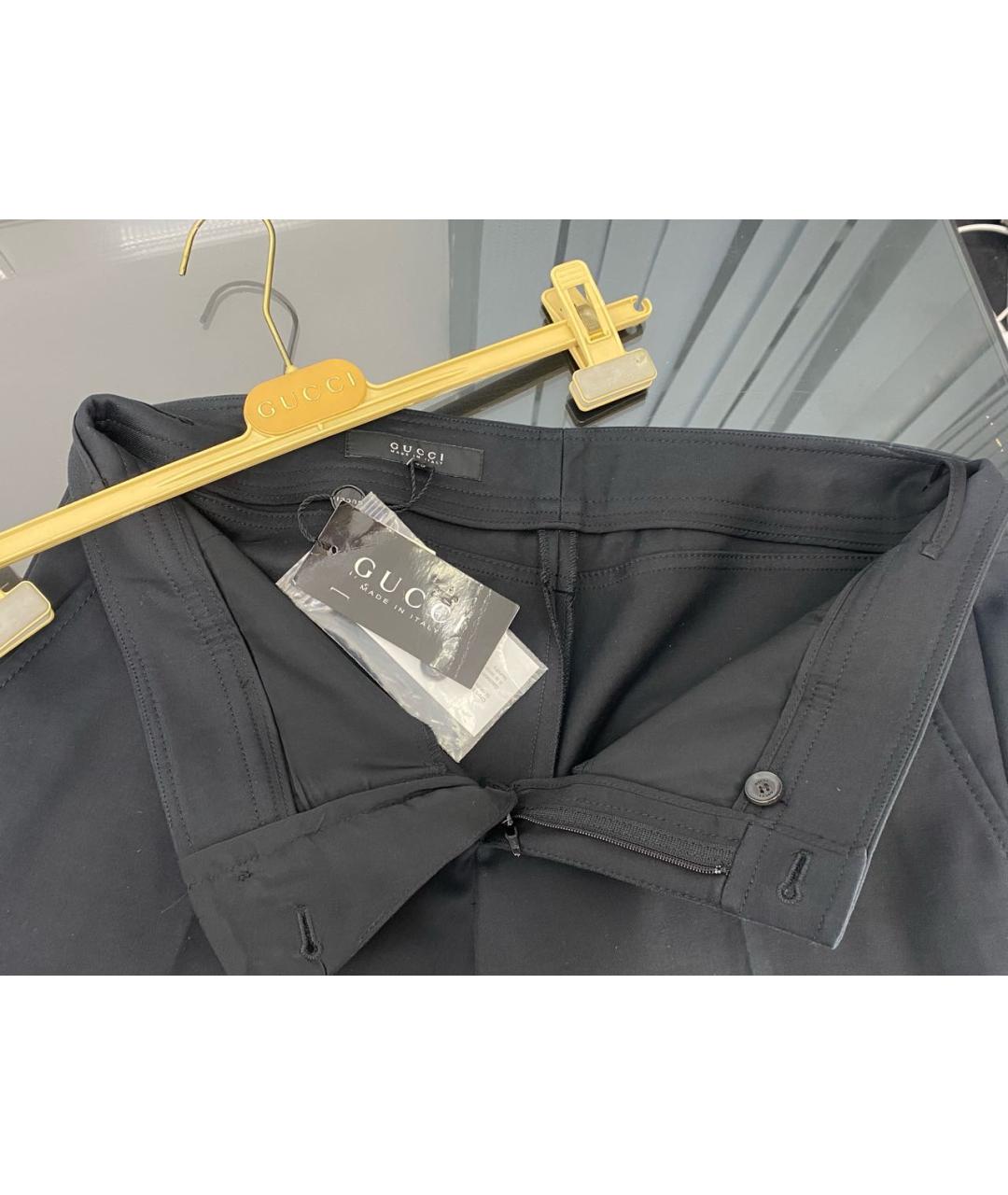 GUCCI Черные хлопко-эластановые прямые брюки, фото 3