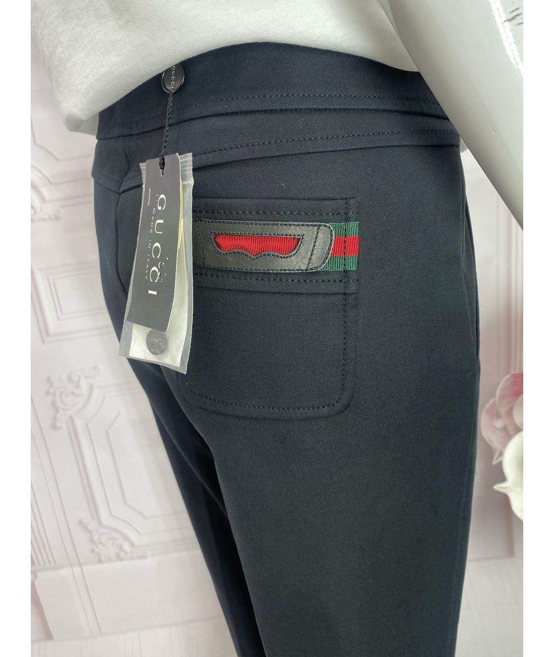 GUCCI Черные хлопко-эластановые прямые брюки, фото 4