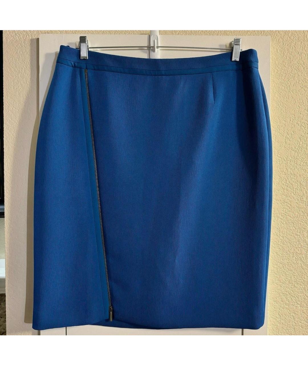 HUGO BOSS Синяя полиэстеровая юбка миди, фото 9