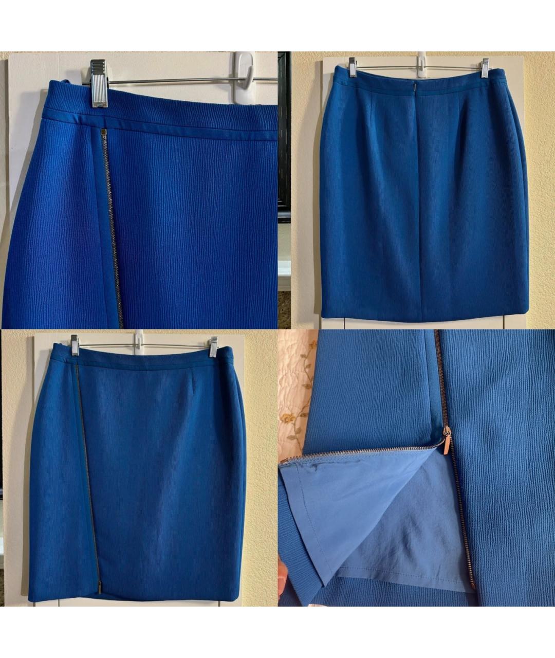 HUGO BOSS Синяя полиэстеровая юбка миди, фото 6