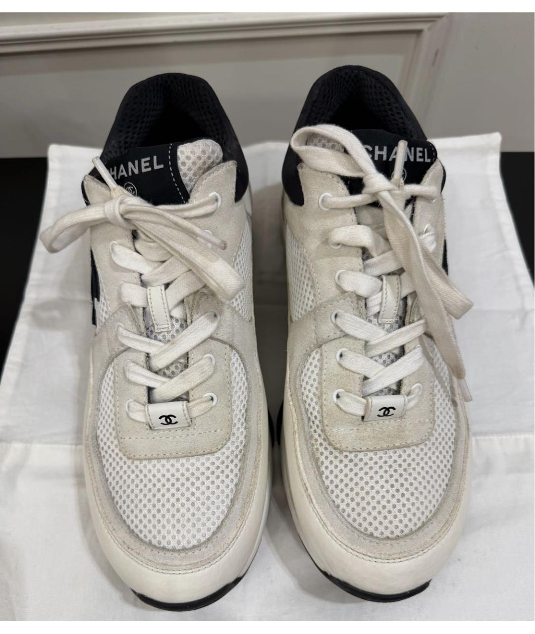 CHANEL Белые текстильные кроссовки, фото 3