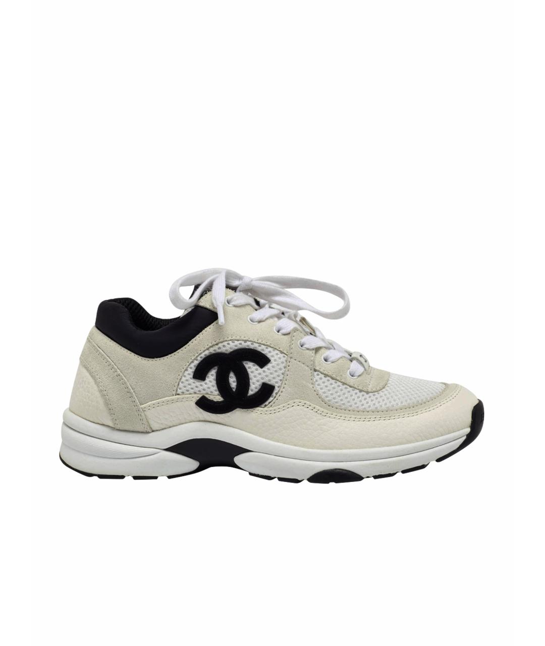 CHANEL Белые текстильные кроссовки, фото 1