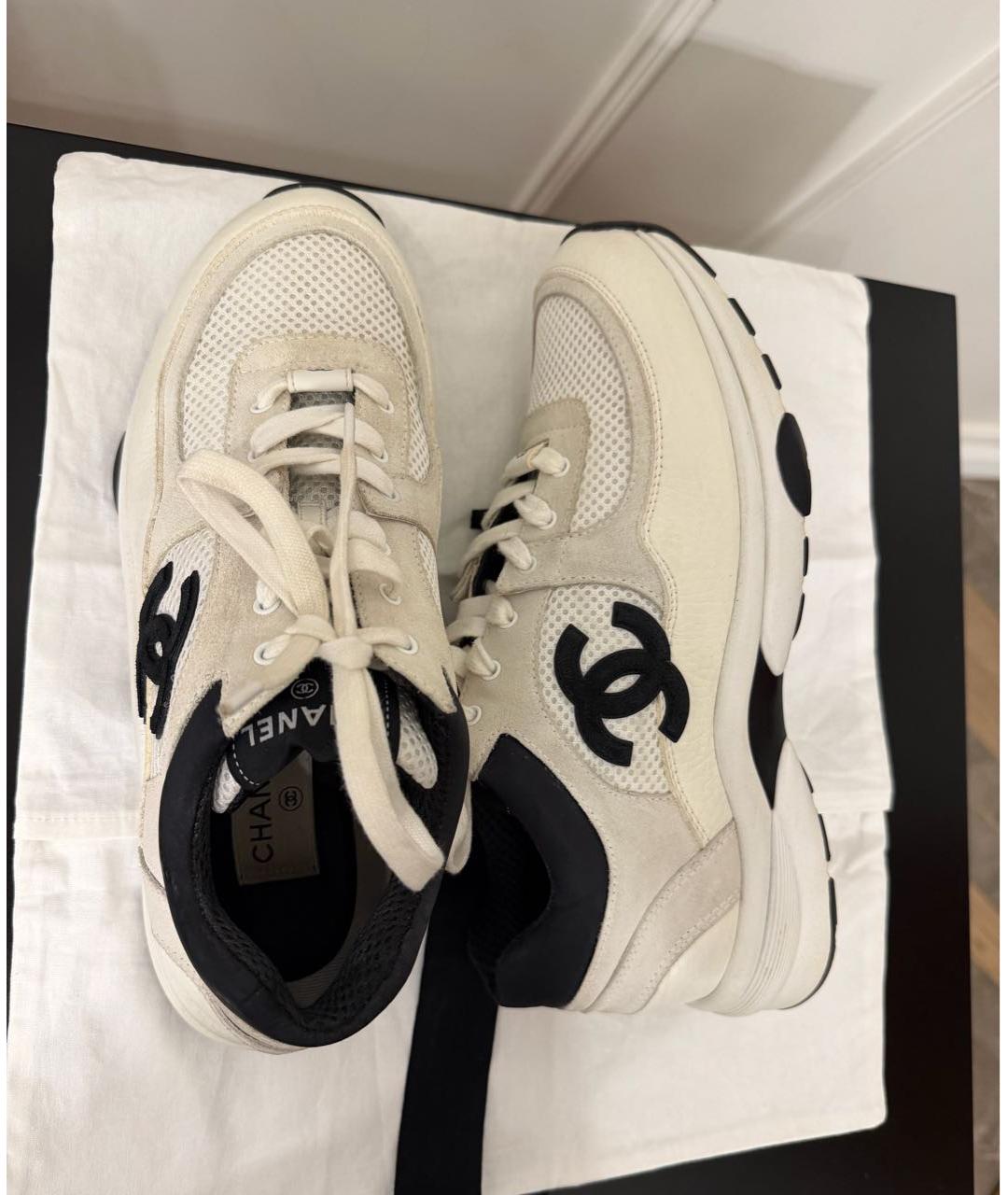 CHANEL Белые текстильные кроссовки, фото 5