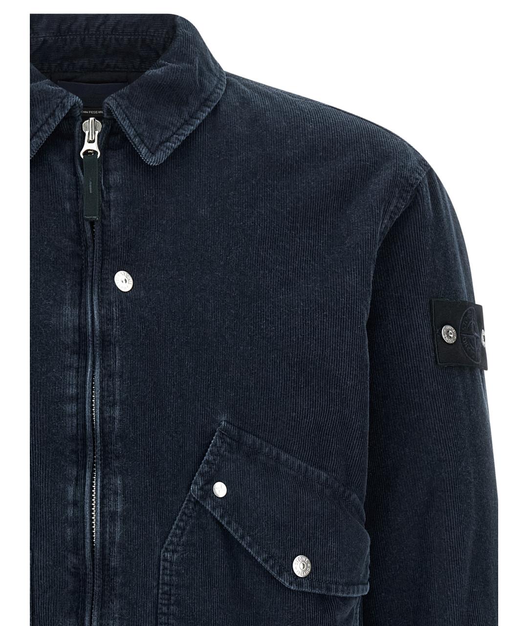 STONE ISLAND Темно-синяя хлопковая куртка, фото 3