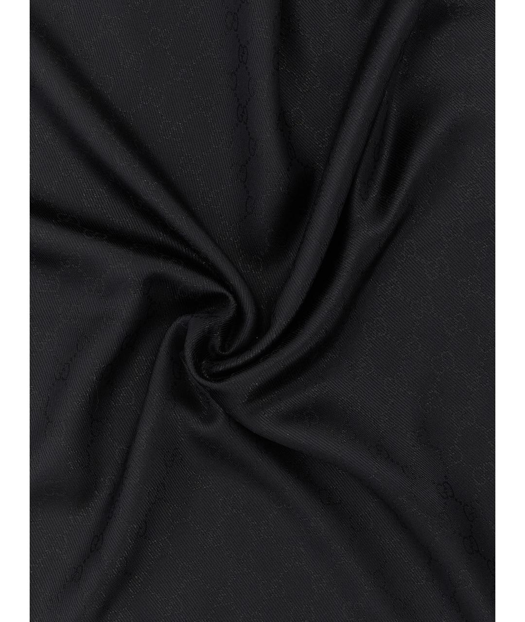 GUCCI Черный шерстяной шарф, фото 3