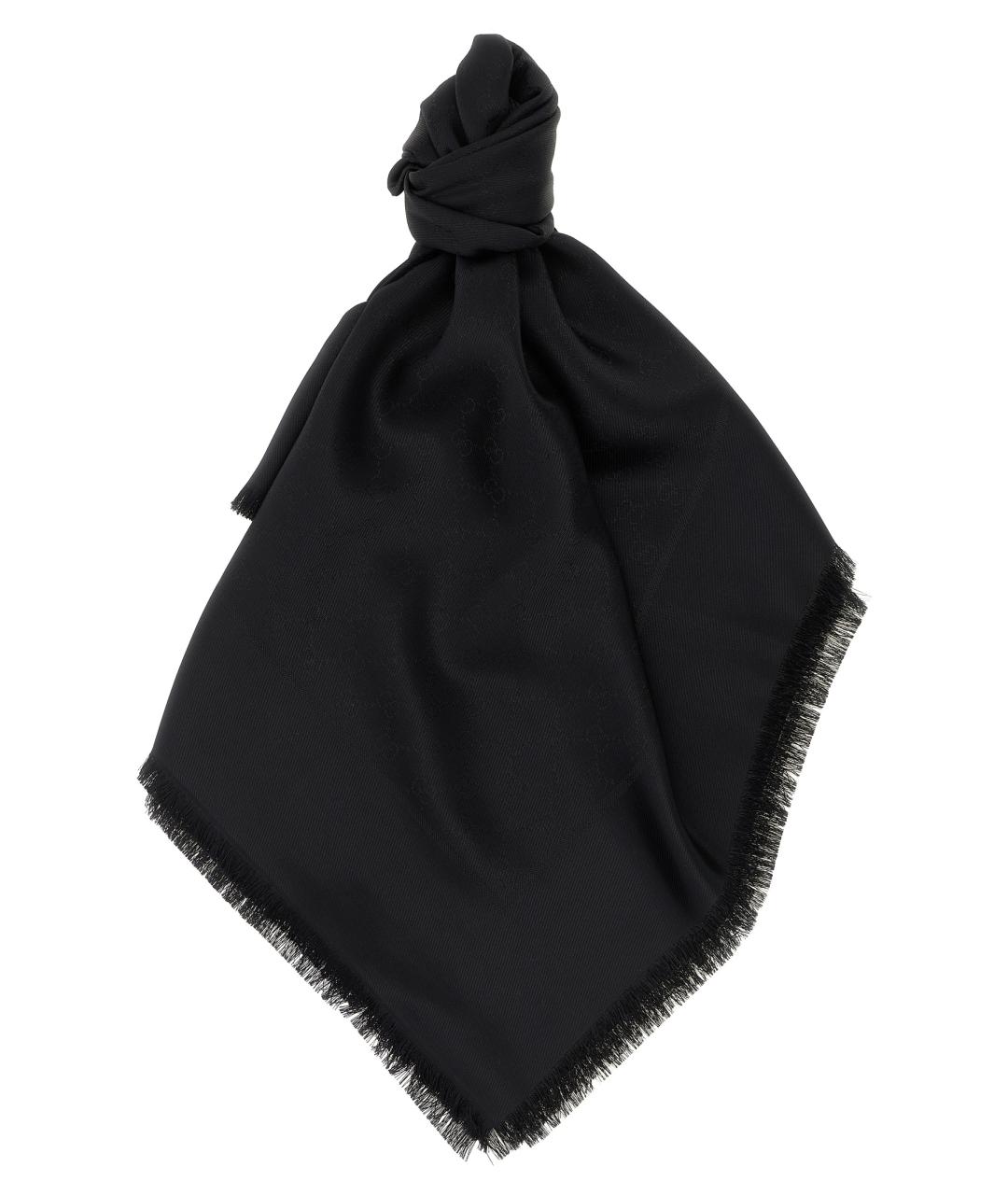 GUCCI Черный шерстяной шарф, фото 1