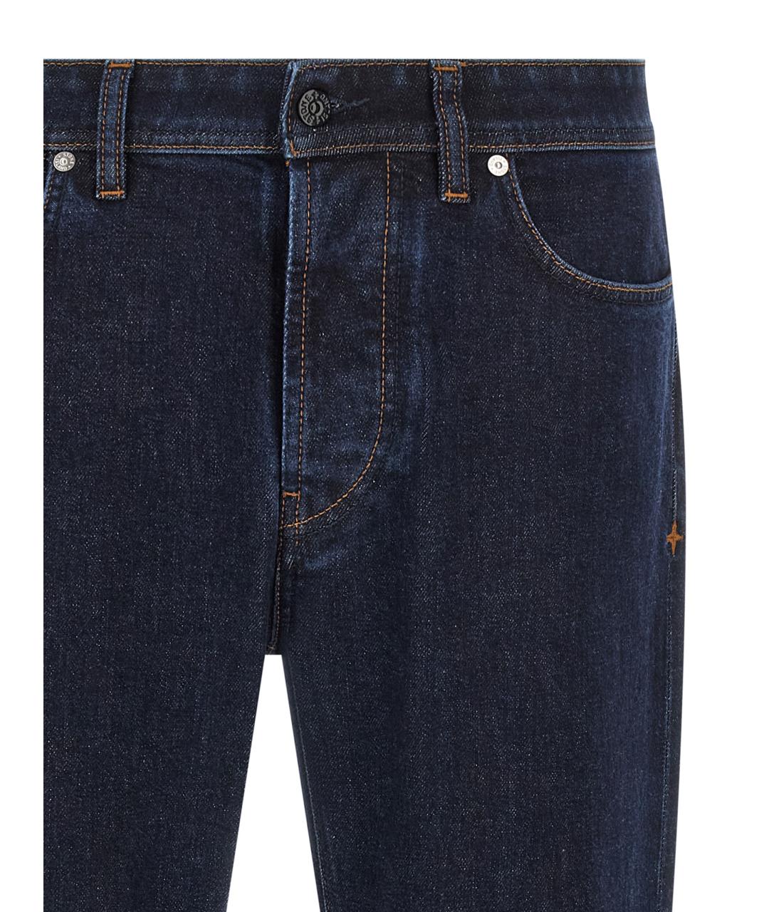 STONE ISLAND Синие хлопковые прямые джинсы, фото 3