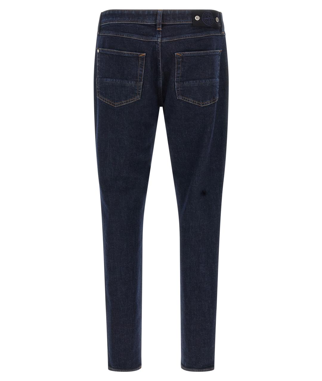 STONE ISLAND Синие хлопковые прямые джинсы, фото 2