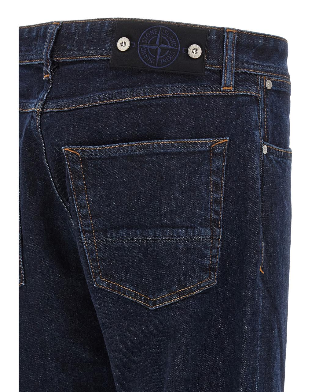 STONE ISLAND Синие хлопковые прямые джинсы, фото 4