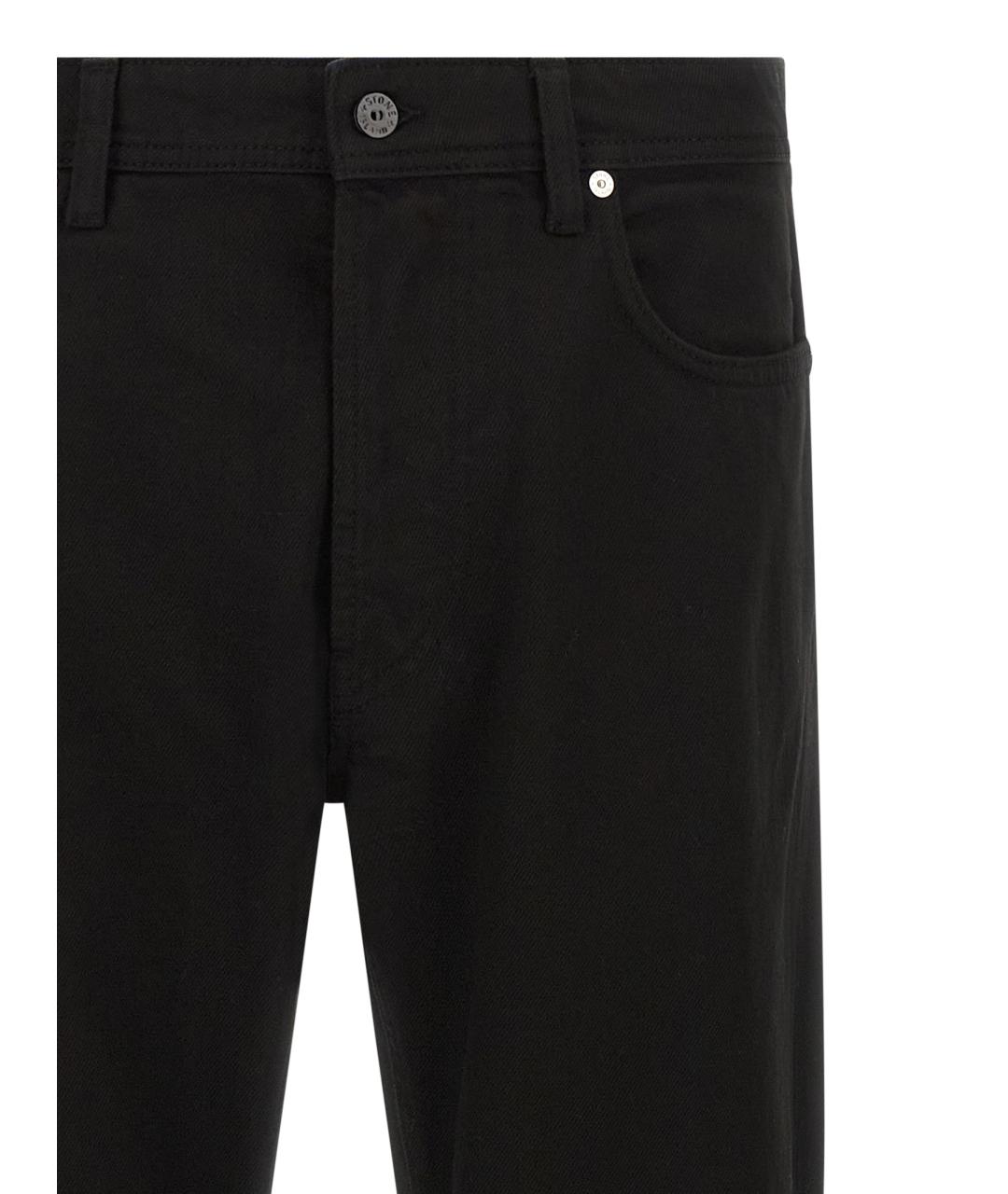 STONE ISLAND Черные хлопковые прямые джинсы, фото 3