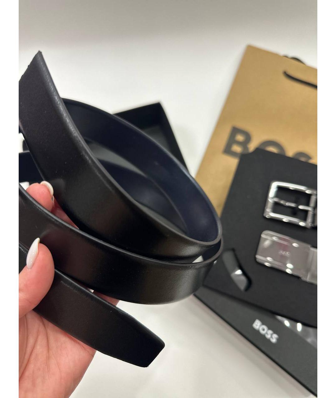 HUGO BOSS Черный кожаный ремень, фото 5