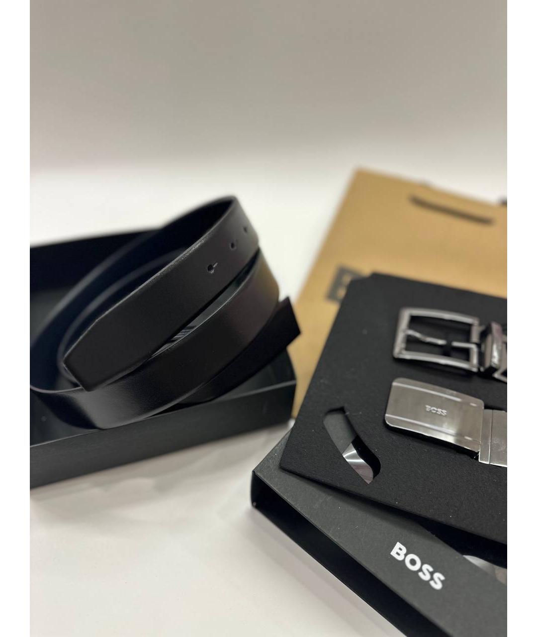 HUGO BOSS Черный кожаный ремень, фото 7