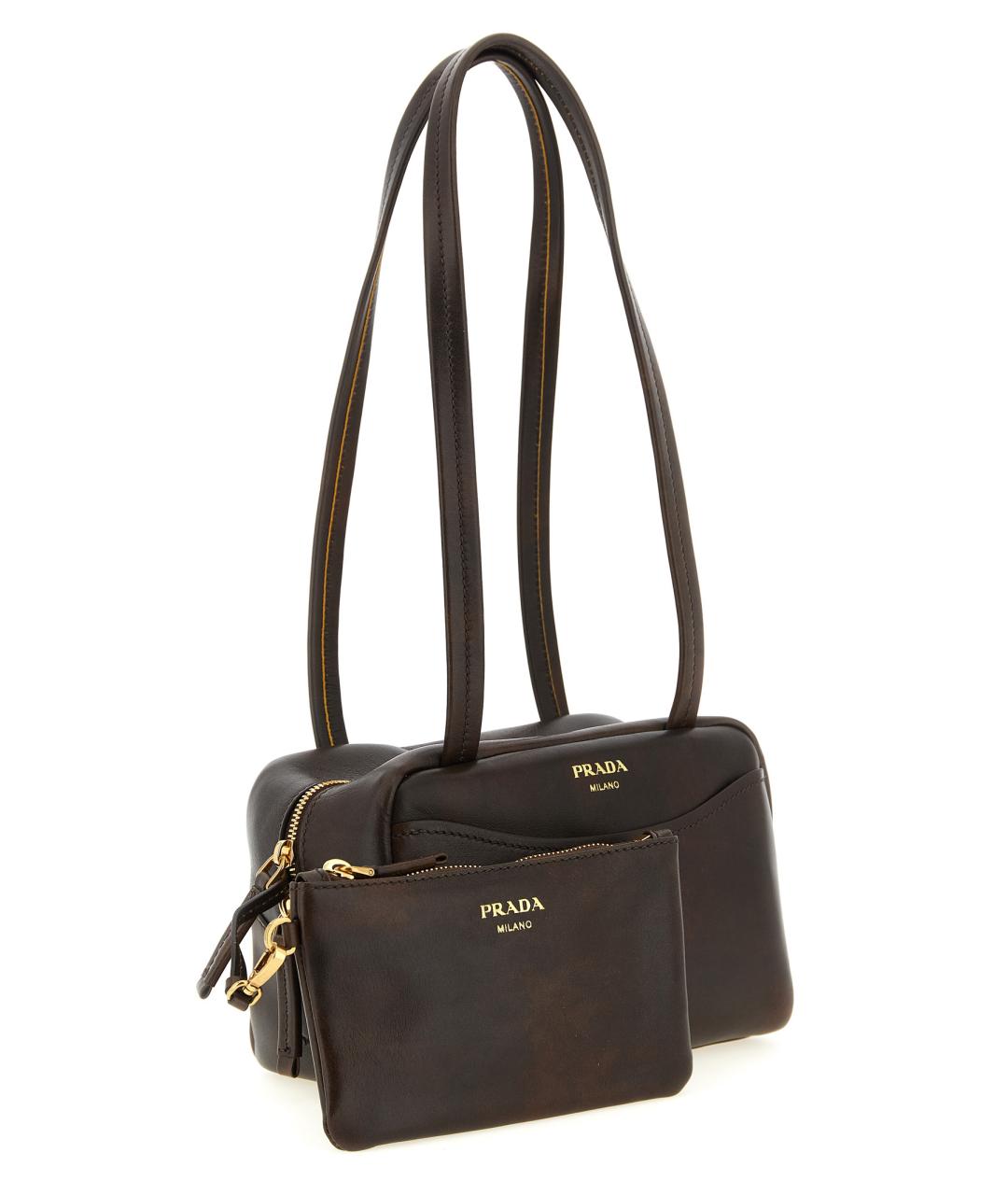 PRADA Коричневая кожаная сумка через плечо, фото 3