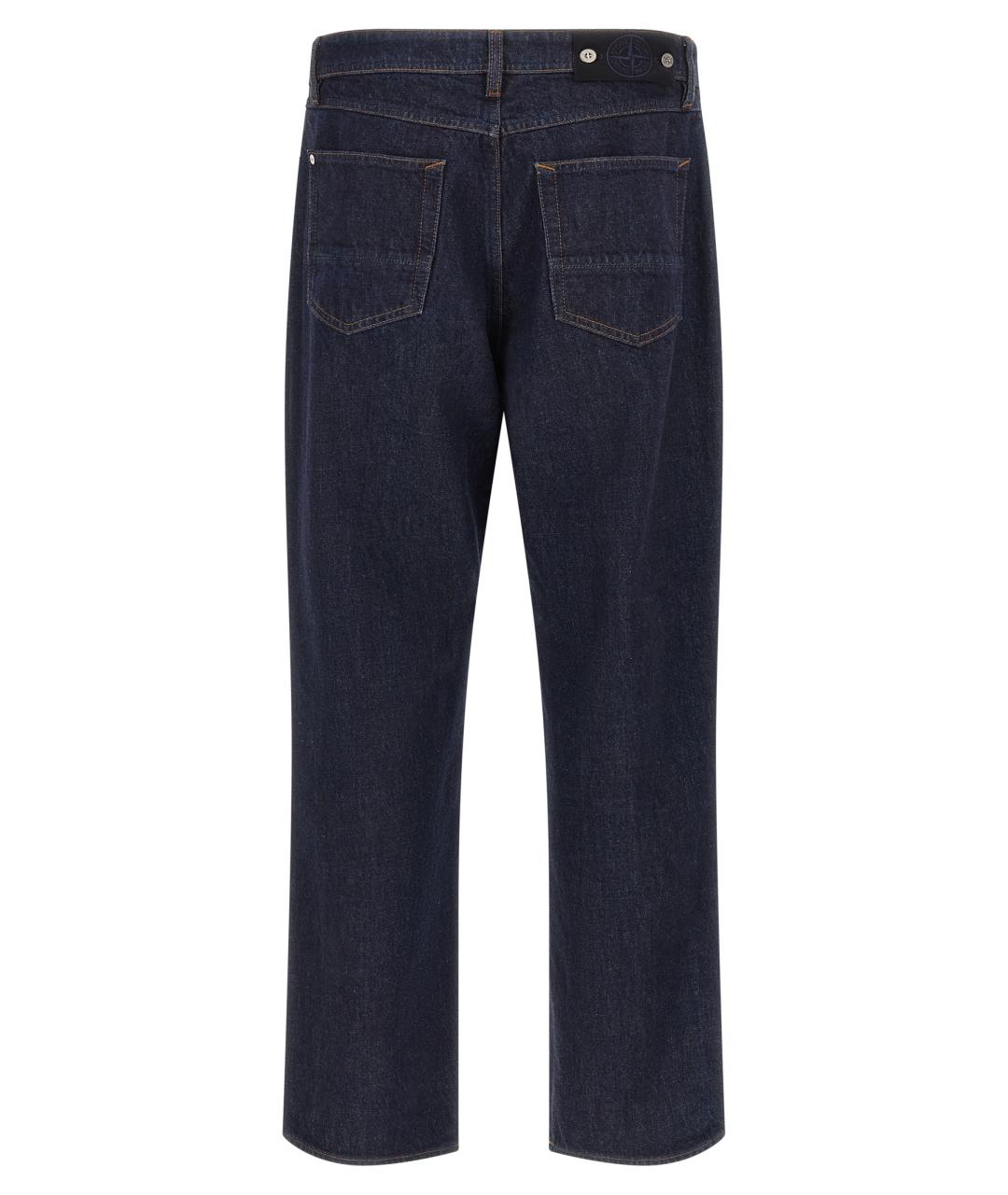 STONE ISLAND Темно-синие хлопковые прямые джинсы, фото 2