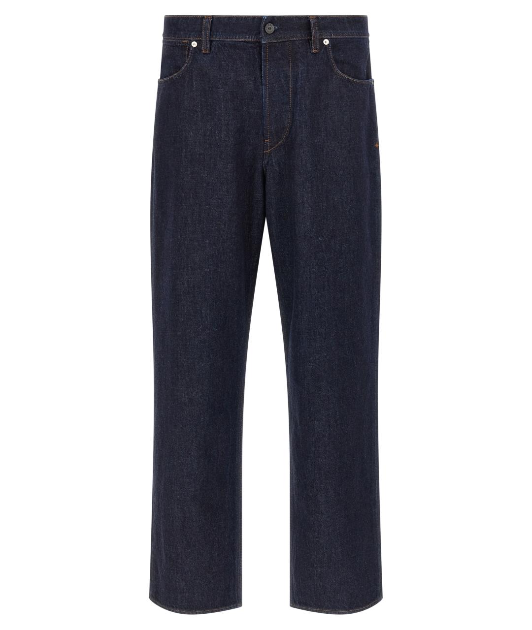 STONE ISLAND Темно-синие хлопковые прямые джинсы, фото 1