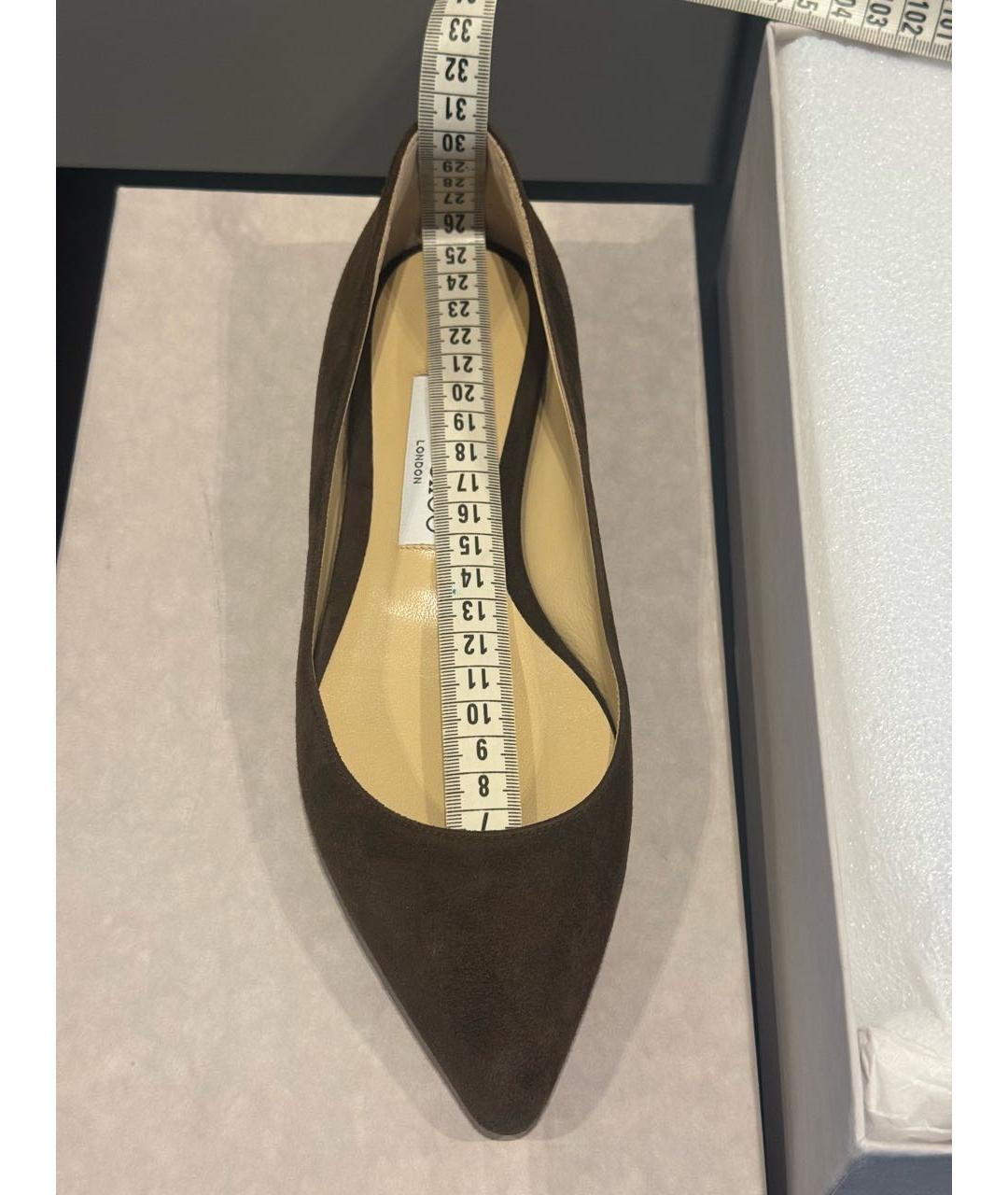 JIMMY CHOO Коричневые замшевые балетки, фото 3