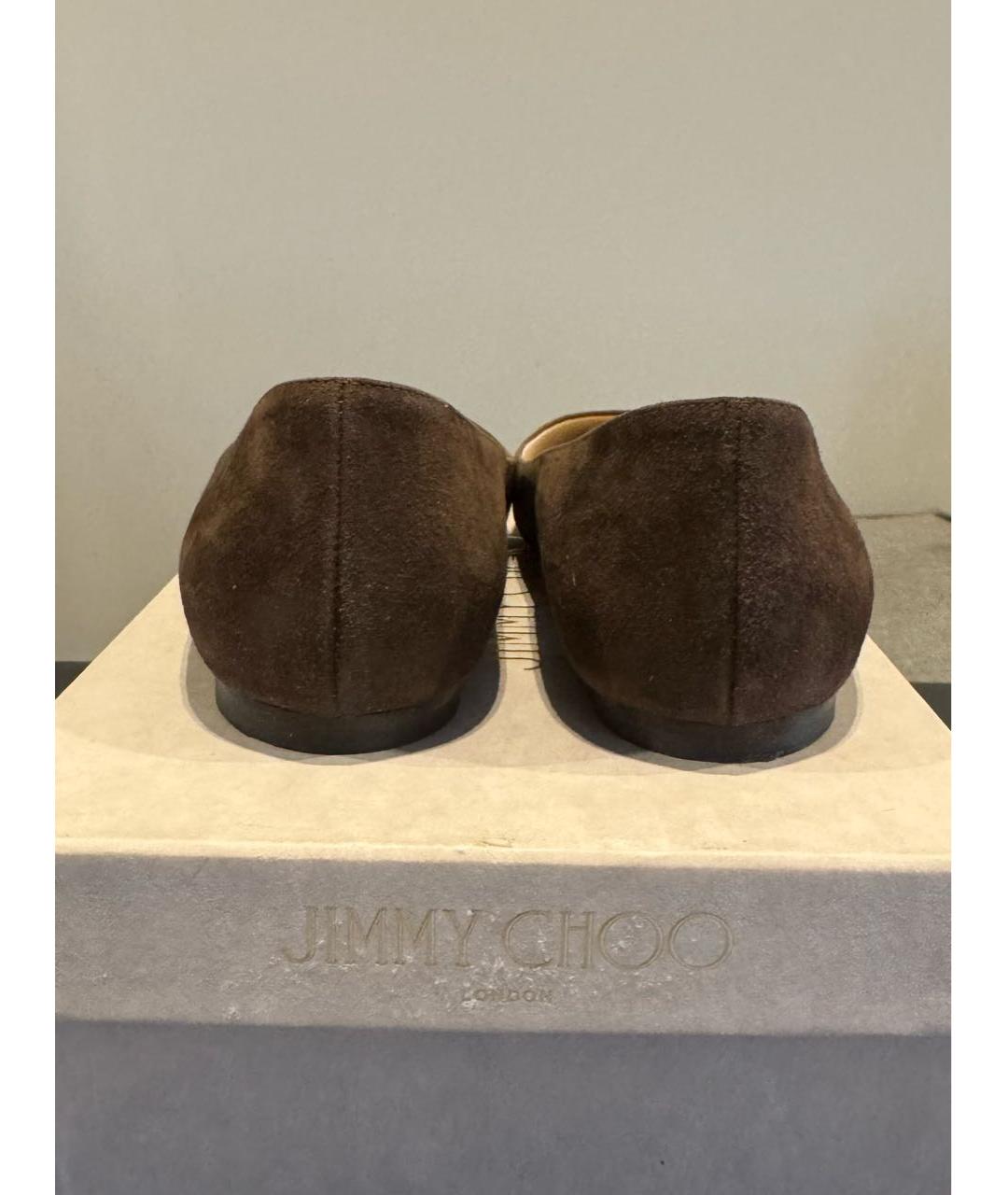 JIMMY CHOO Коричневые замшевые балетки, фото 4