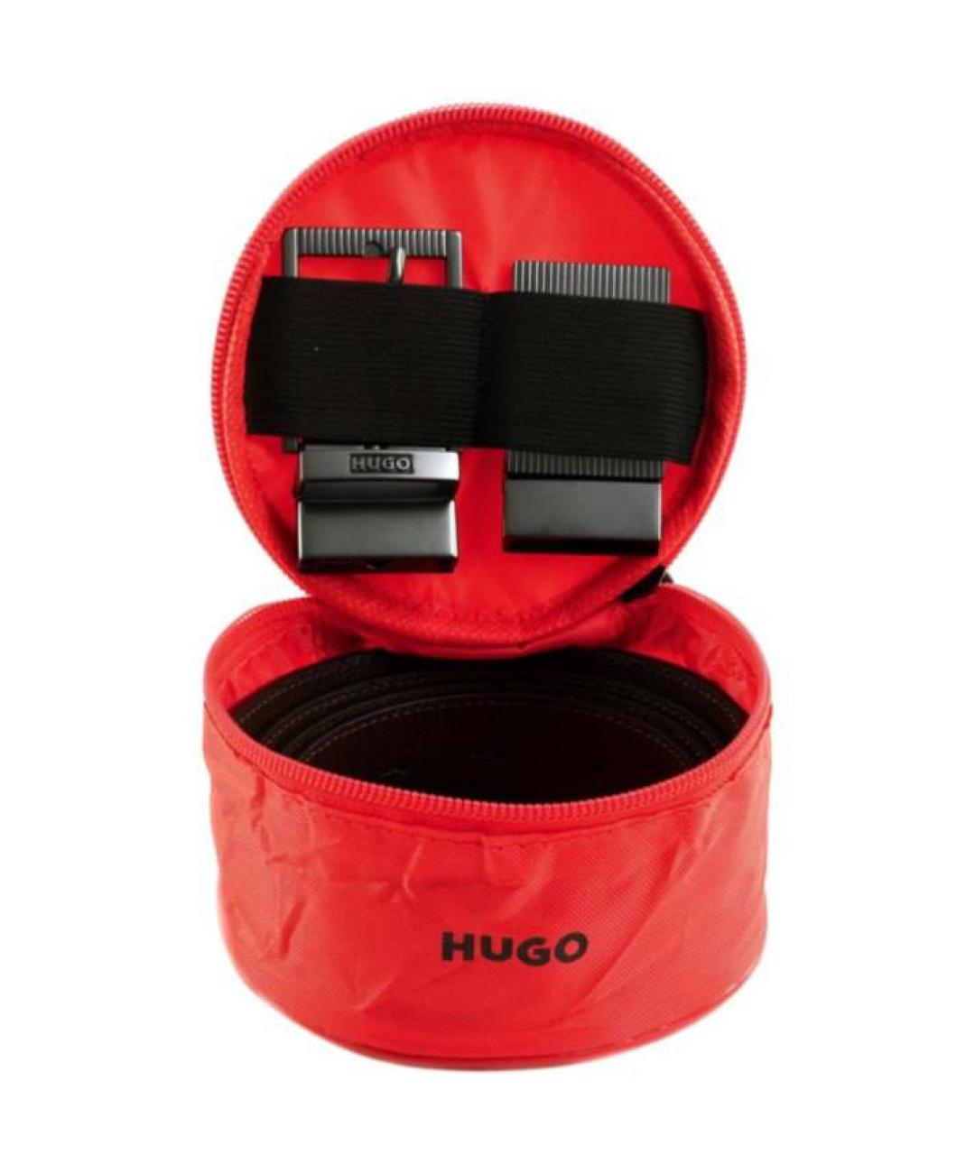 HUGO Черный кожаный ремень, фото 2